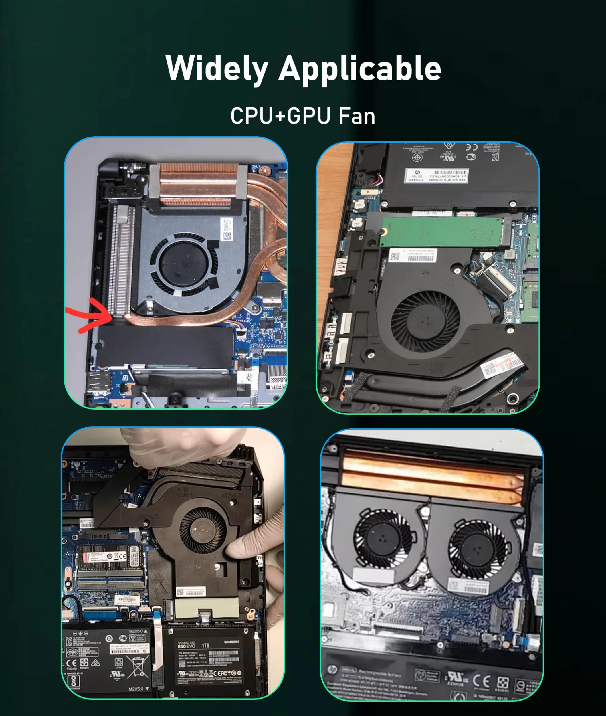 Wentylator Chłodzący Procesor do do OMEN 15 Dc, 4-pinowy Cichy Zamiennik do Laptopa CPU Wentylator Chłodzący GPU do OMEN 15 Dc L30204 001 L29354 001, Zmniejsz