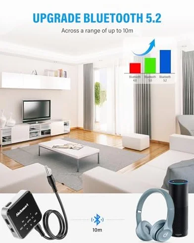 Adapter audio Bluetooth, odbiornik Bluetooth 2 w 1 do telewizora i gniazd, podwójne złącza rozdzielcza Bluetooth, adapter AUX Bluetooth lub późniejsze opóźnienie, system stereo z kablem RCA/AUX