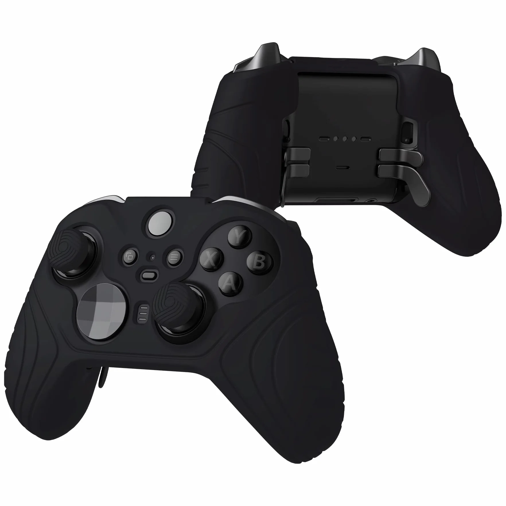 PlayVital Ochraniacze do Xbox Elite Series 2 Controller,Ergonomiczna Miękka Gumowa Osłona Skórki do Xbox Elite Series 2 z Nakładkami Joysticka-Czarny(Edycja Samuraja)