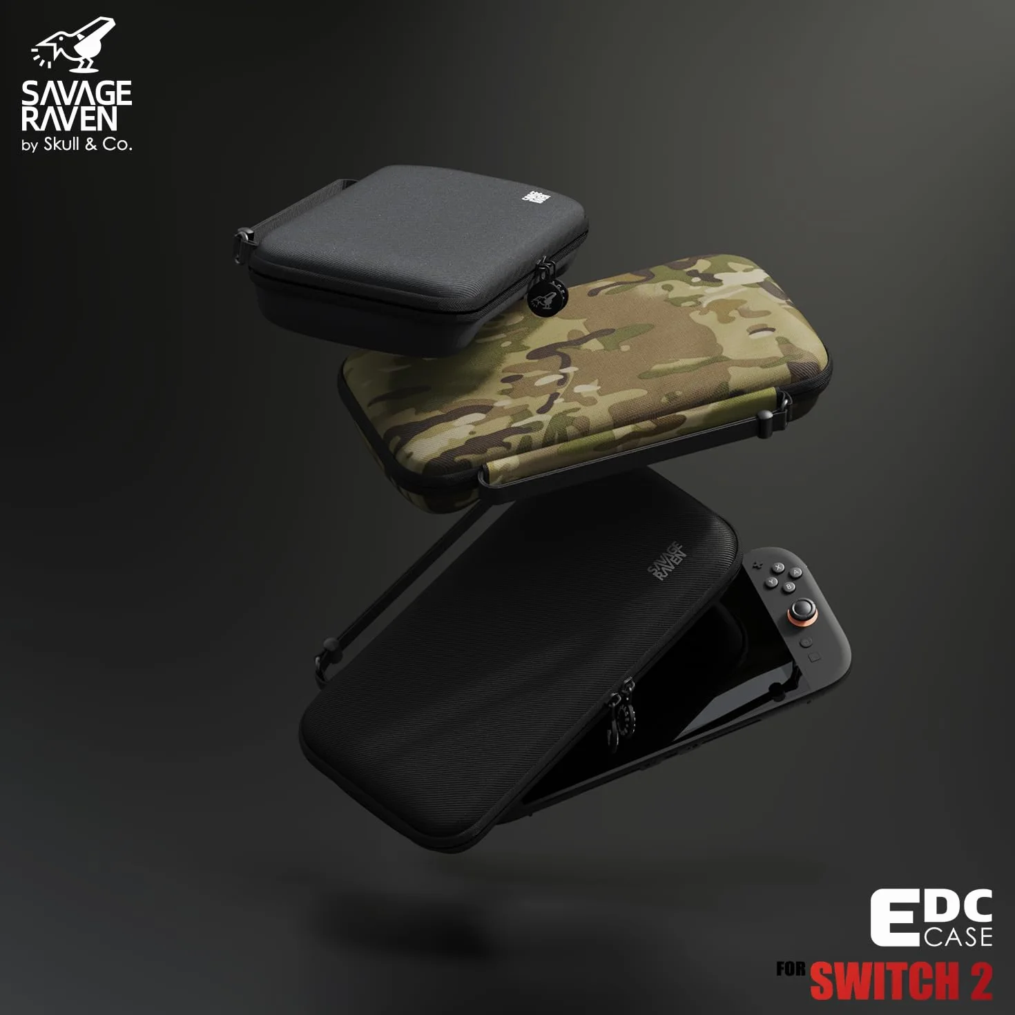 Savage Raven by Skull & Co. Every Day Slim Carrying Case for Nintendo Switch 2, Portable Hard Shell Protective Travel Case