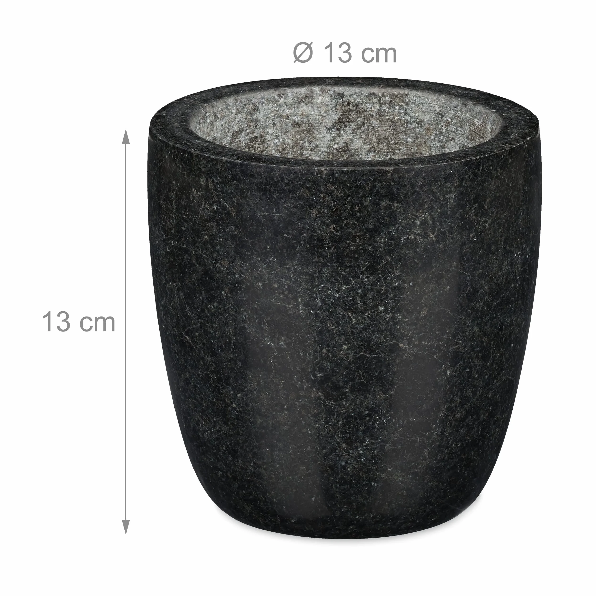 Relaxdays Moździerz granitowy z tłuczkiem Ø 13 cm 500 ml czarny