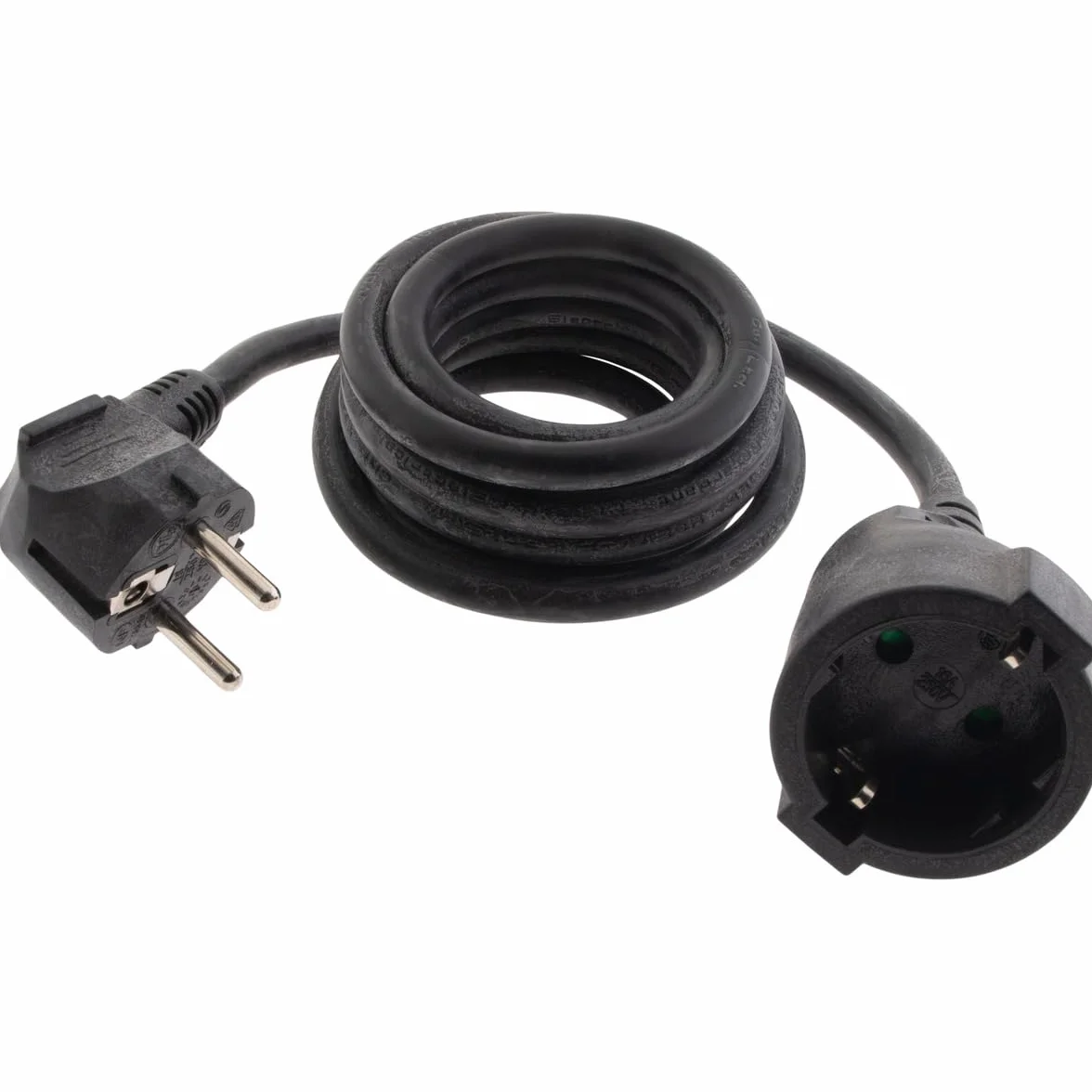 Zenitech, Schuko Przewód przedłużający HO5VV-F 3G1.5mm² 2m Czarny, Przewód elektryczny ze wzmocnioną izolacją do użytku wewnątrz pomieszczeń, Maksymalna moc 3680W przy 230V