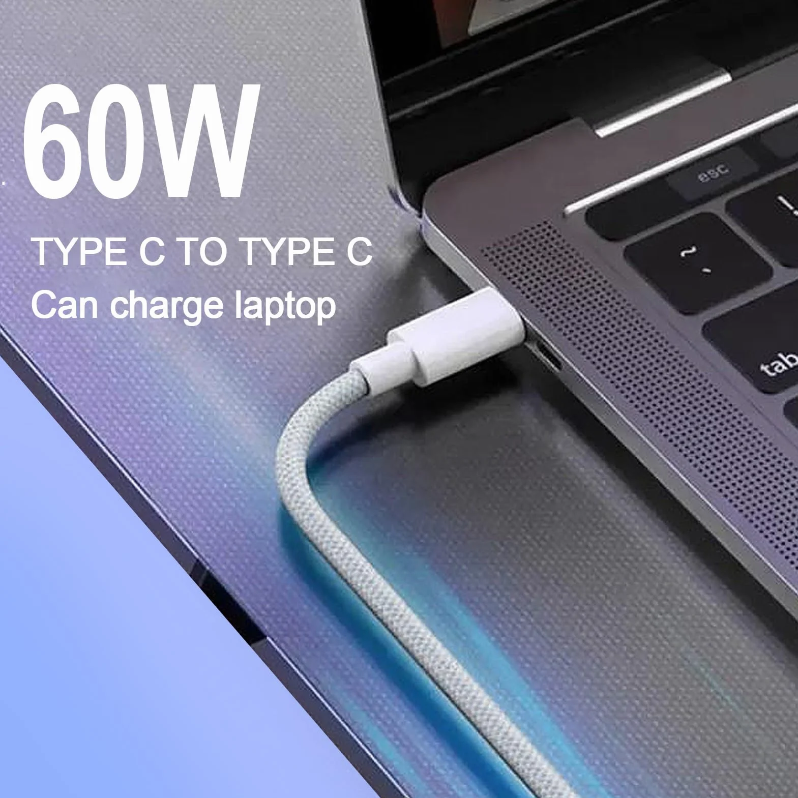 Kabel USB C na USB C, Nylonowy Kabel ładowarki USB C o Długości 3,3 Stopy, Typ C 60 W 3 A dla IOS 15/15 Pro/15 Plus/15 Pro Max, IOS Pad Pro Mini Air, S23 S22 i Więcej
