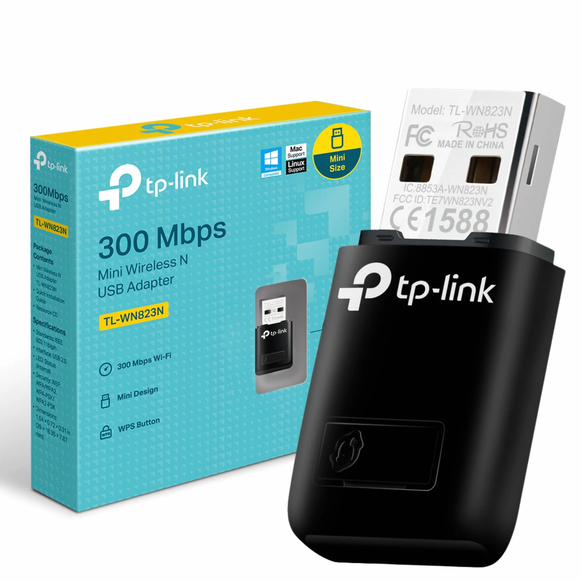 TP-Link TL-WN823N – Mini karta sieciowa USB WiFi N300 (2.4GHz), obsługa SoftAP, łatwa instalacja, idealna do laptopów i komputerów stacjonarnych