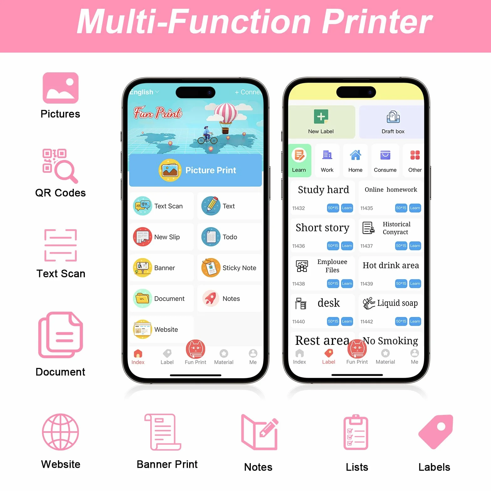 GuKKK Mini drukarka, mobilna drukarka fotograficzna, przenośna mini drukarka fotograficzna, bezprzewodowa drukarka fotograficzna, drukarka Bluetooth, pomoc w nauce, notatki, dziennik, notatki