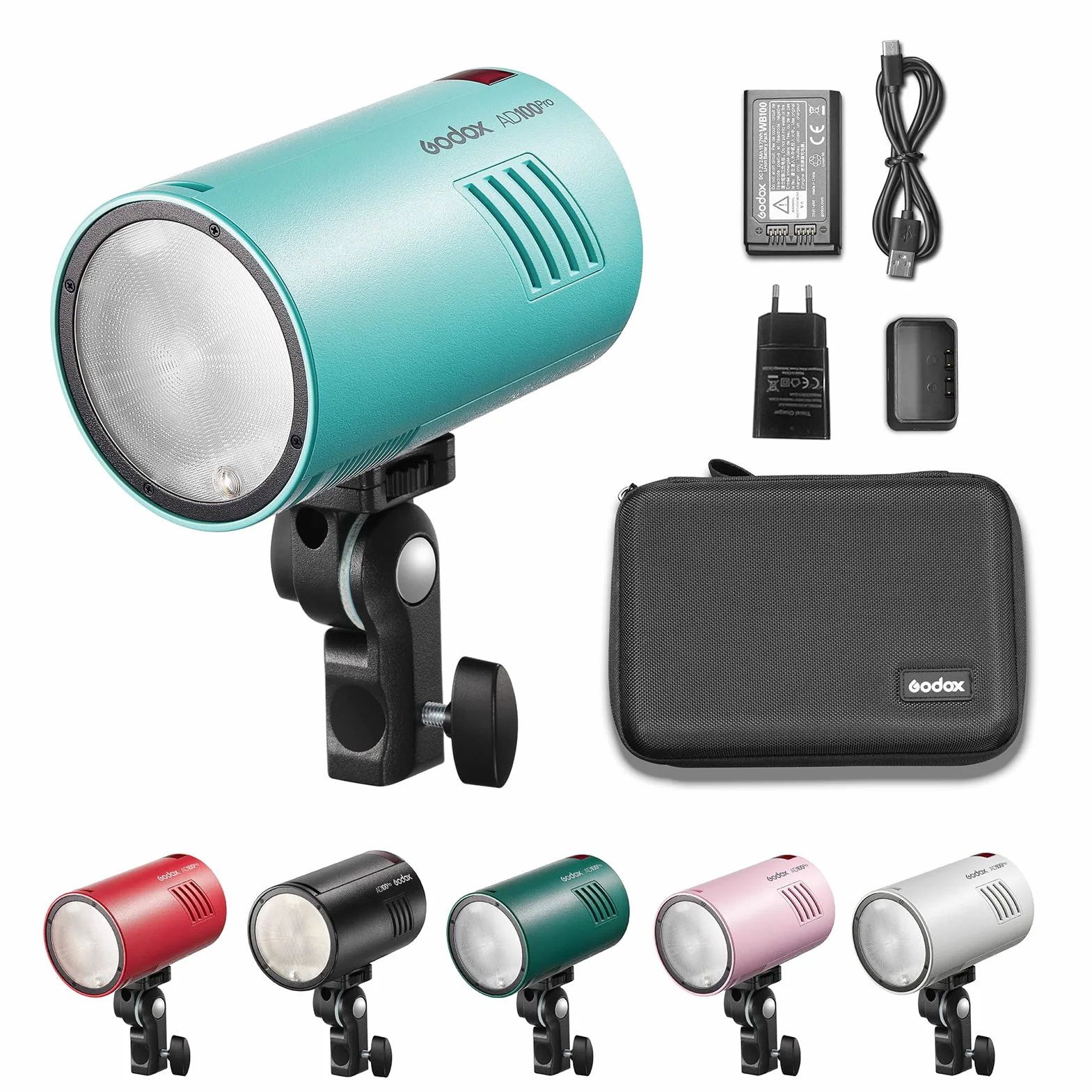 Godox AD100Pro Pocket Flash lampa błyskowa, 2,4 G, bezprzewodowa, 5 grup, 32 kanały, ekran OLED, 5800 K, 1/8000s, Sync TTL/Multi/M Flash, z akumulatorem 2600 mAh, do Canon, Nikon, Sony, Olympus