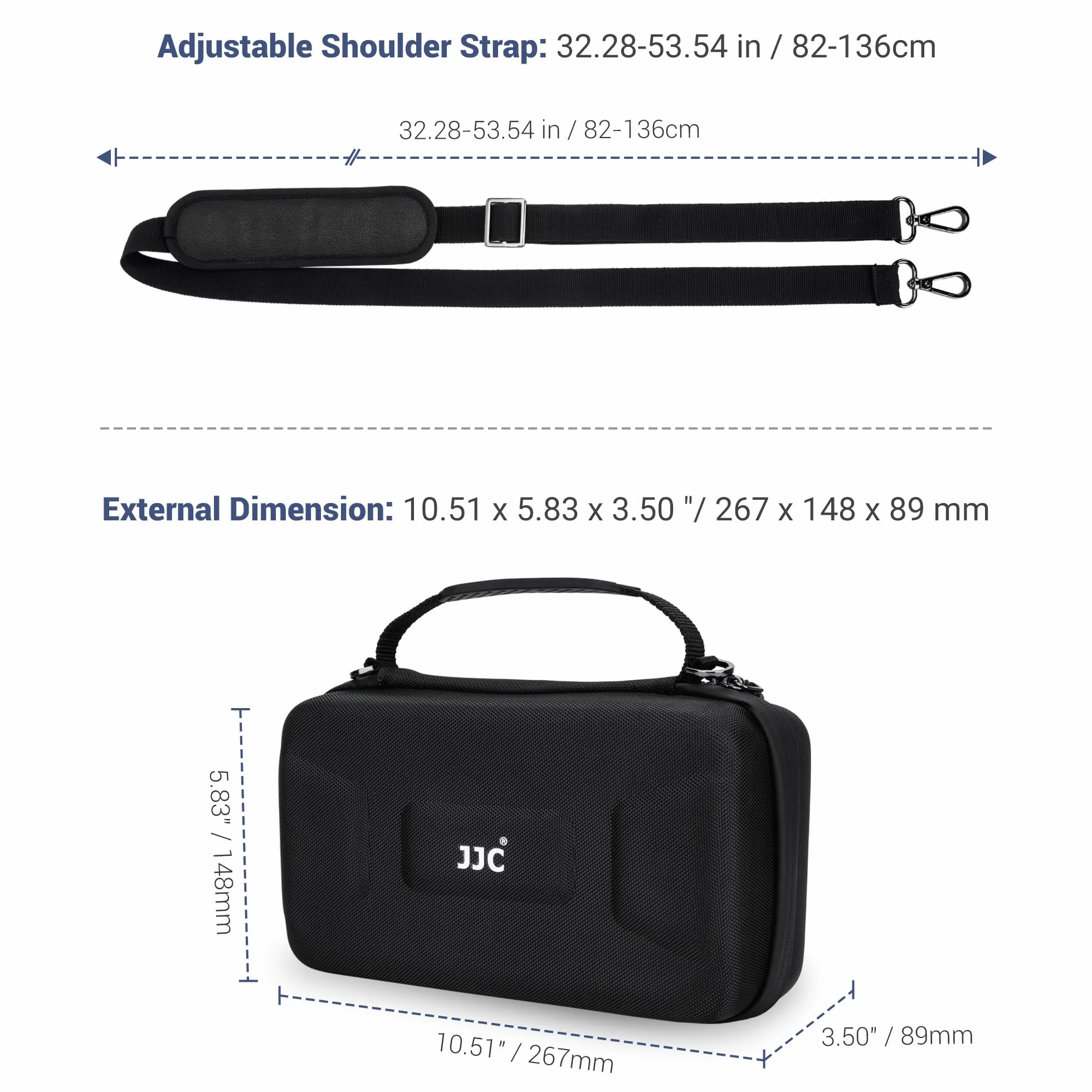 JJC Osmo Action 6 torba z paskiem na ramię, walizka Eva dla DJI Osmo Action 6/5 Pro/4/3 z etui na 3 karty Micro SD, wodoodporna torba na kamerę Action6 Rozszerzona Essential Standard Combo Bag Torba