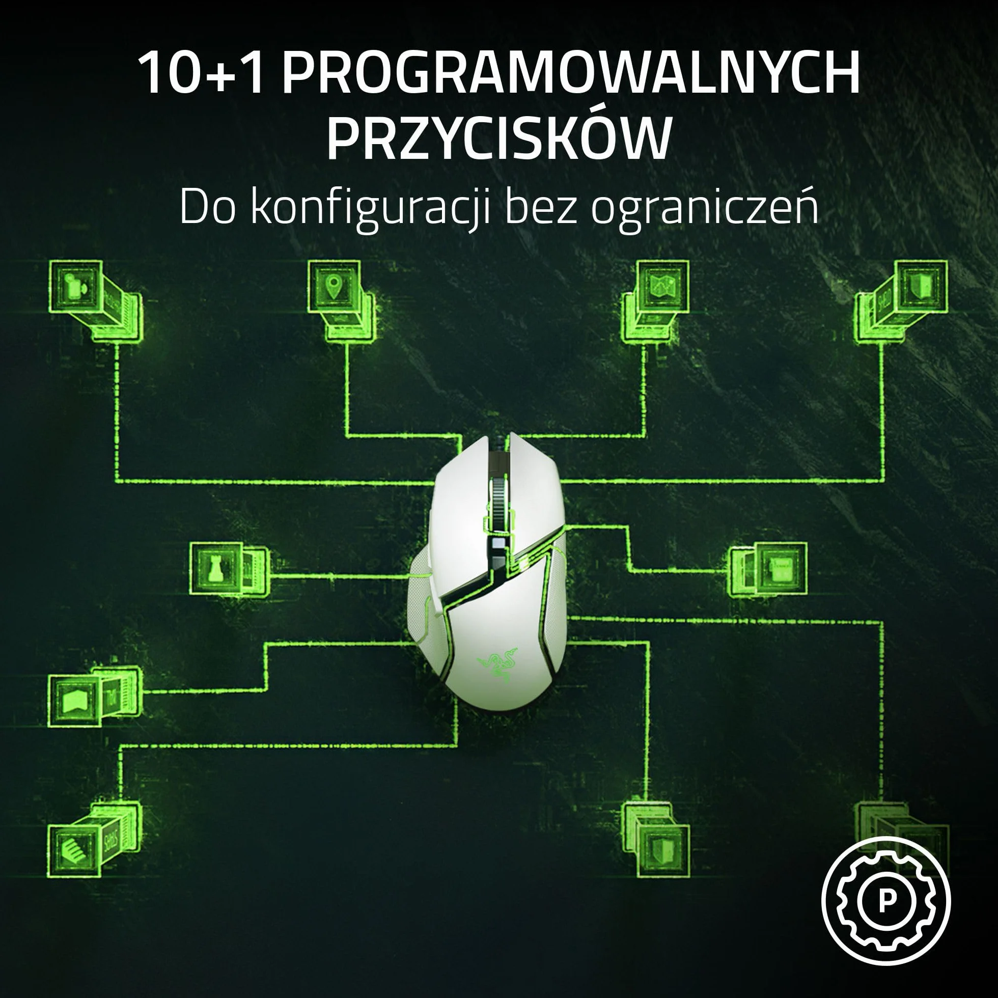 Razer Basilisk V3 - Zestaw kabli do gier Gaming Maus - ergonomia Design - Chroma RGB - 11 programowalnych smaków - obsługa HyperScroll - PC/Mac | Biały
