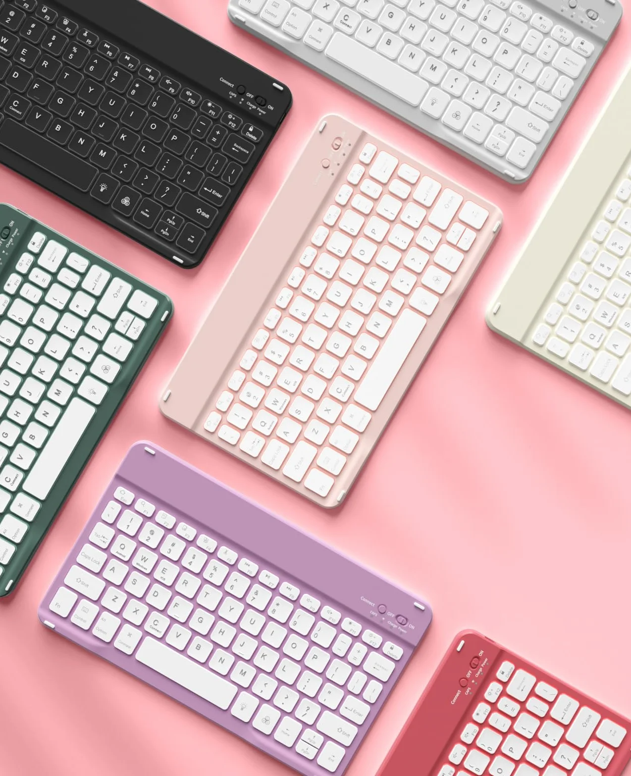 JKSML Etui na klawiaturę do iPada (A16) 11 cali 2025 i iPad 10. generacji 10,9" 2022, Bluetooth QWERTZ etui na klawiaturę z uchwytem na rysik, miękki tył z TPU (różowy)