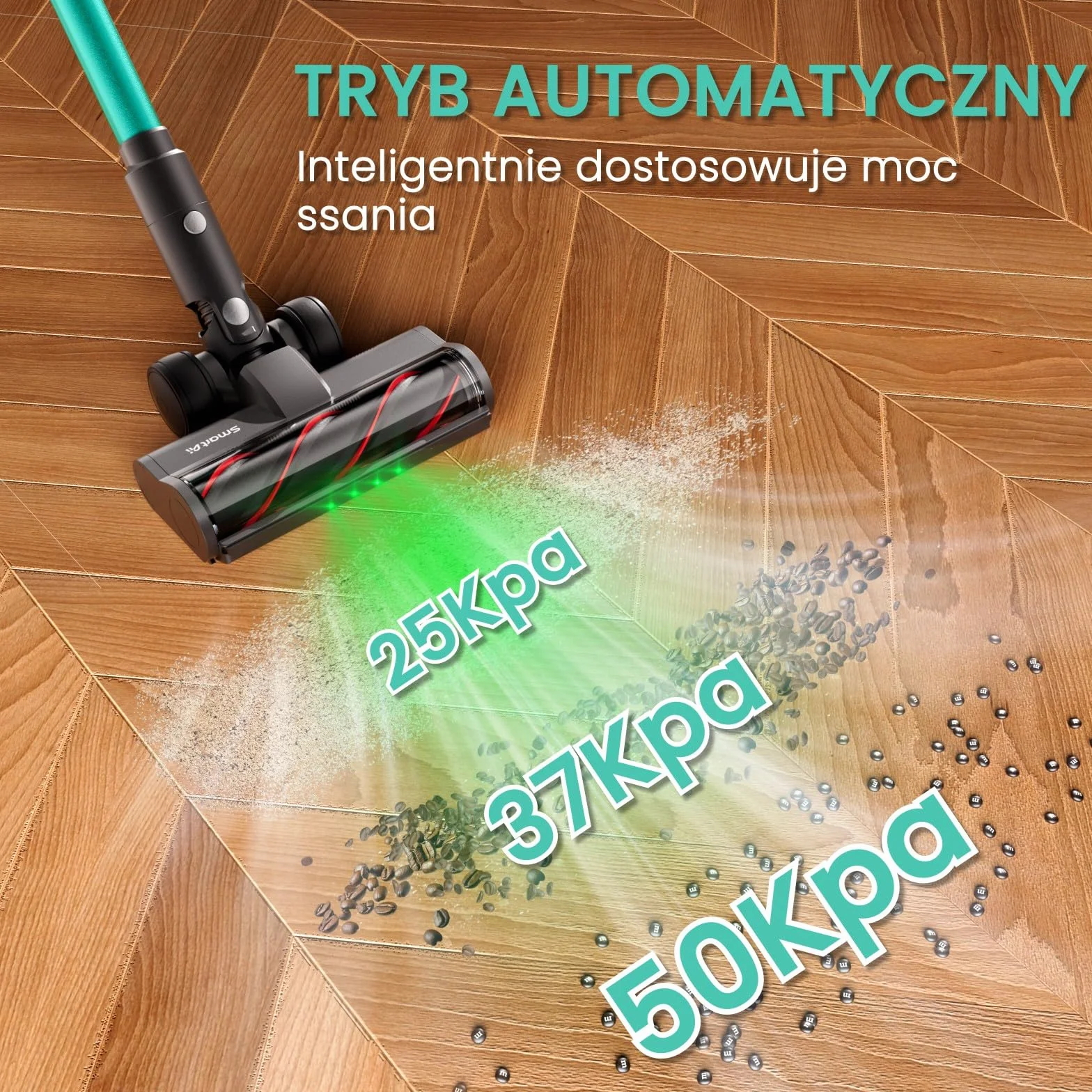 V5 Bezprzewodowy Odkurzacz, 50Kpa/600W/70Min Samostojący, Ultradługi Czas Pracy z Trybem Automatycznym do Dywanów, Sierści Zwierząt i Twardych Podłóg