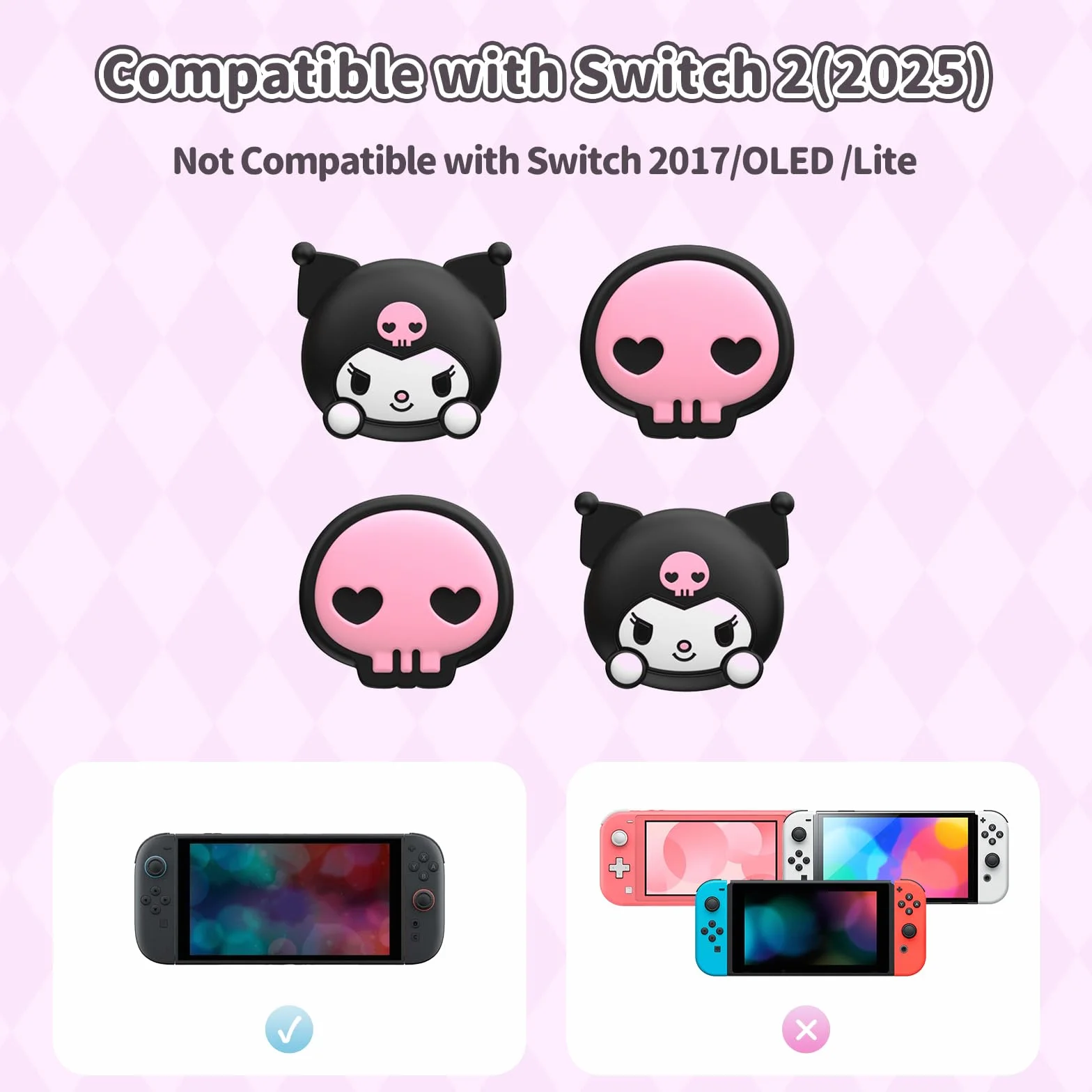 Nakładki na gałki kompatybilne z Nintendo Switch 2, Silikonowe nakładki na drążki dla Switch 2025, 4 szt.