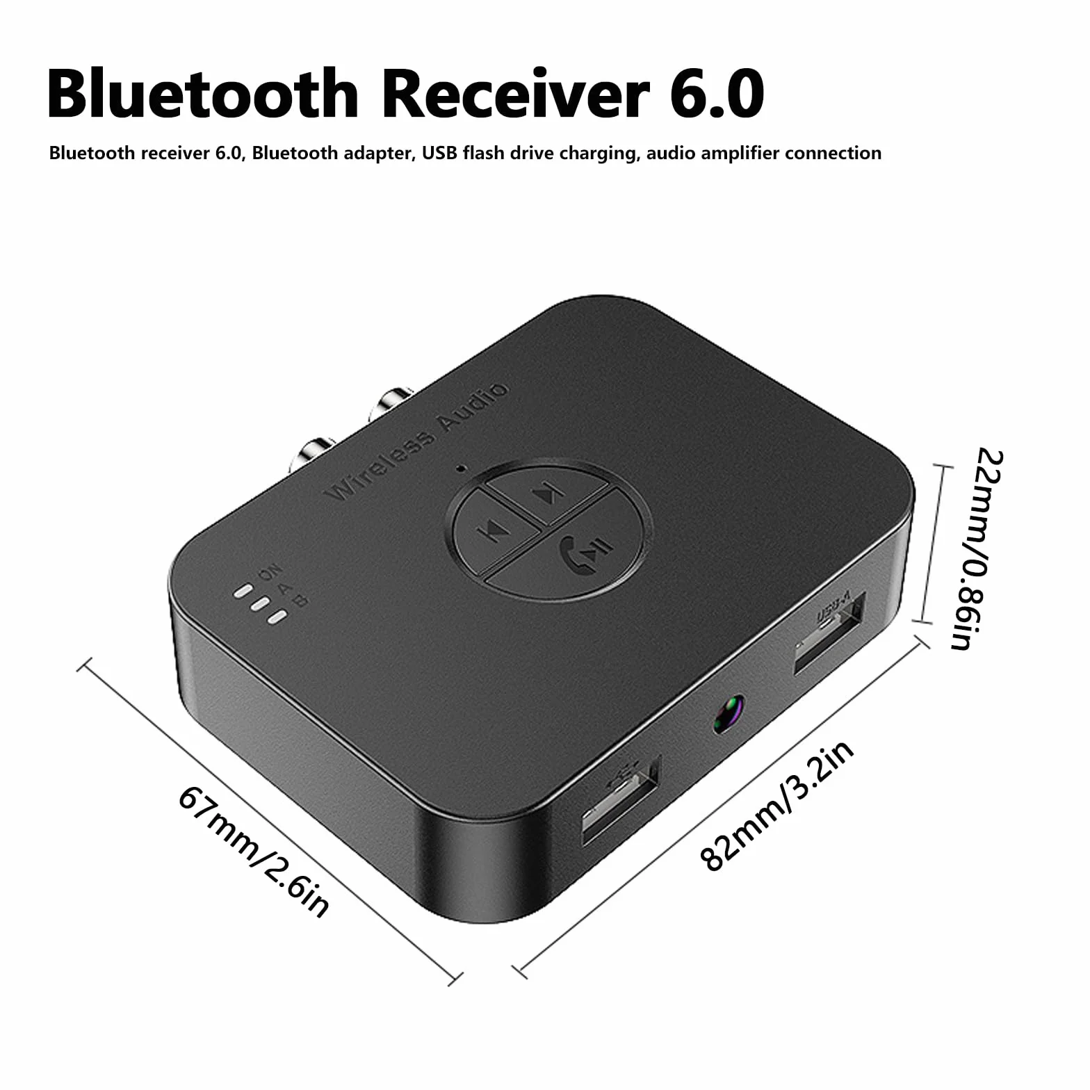 Adapter Bluetooth stereo, 6.0 adapter stereo, odbiornik Bluetooth z pilotem zdalnego sterowania AUX 3,5 mm RCA, nadajnik HiFi do głośników TV, projektorów