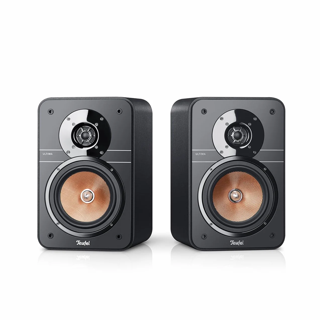 Teufel Ultima 20 - Głośnik półkowy HiFi, kompaktowy i mocny, wtyczka fazowa, precyzyjny dźwięk, system 2-drożny, konstrukcja bass reflex - czarny