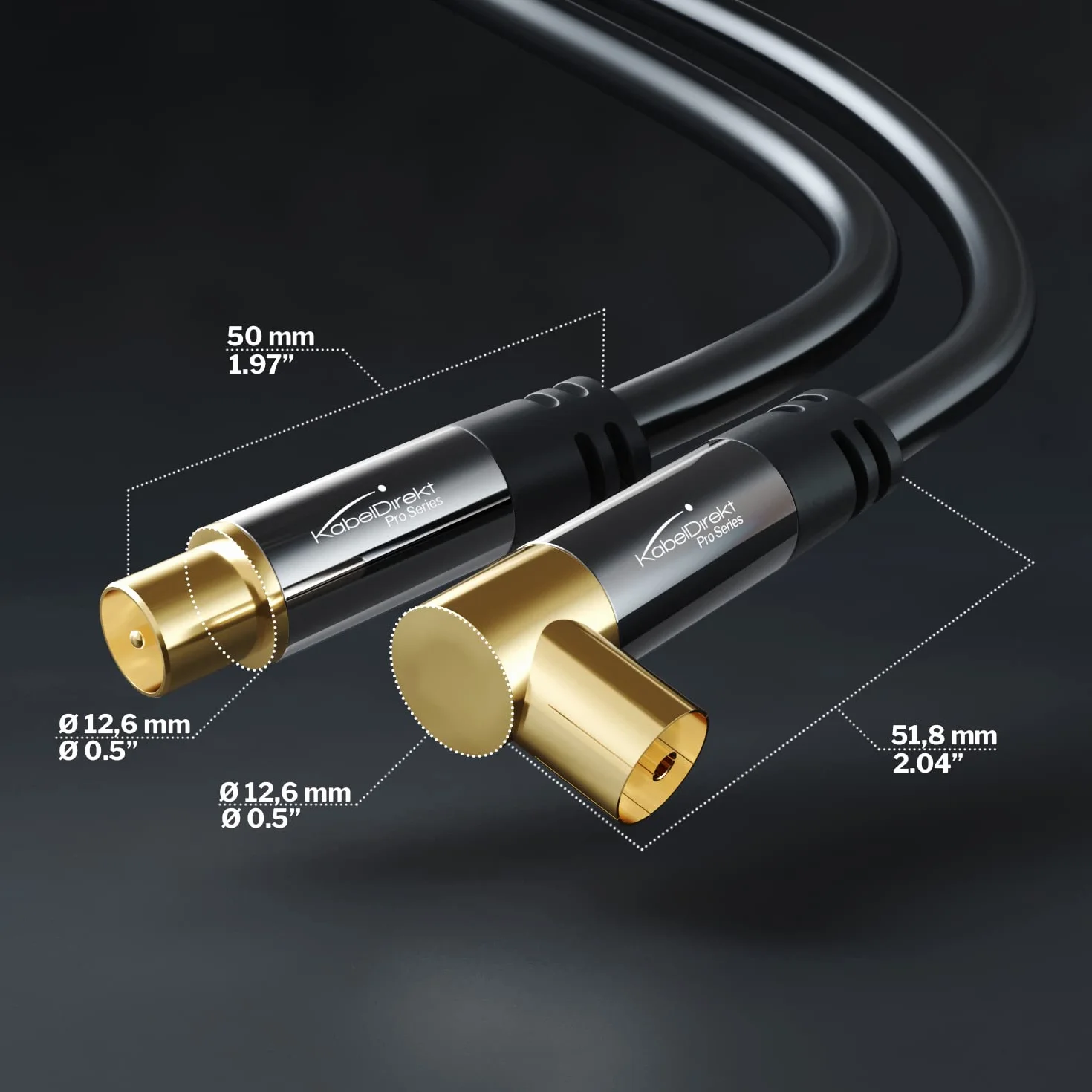 KabelDirekt – Kabel Antenowy 4K, koncentryczny – 90° kątowy/prosty – 1 m – Kabel TV cyfrowy/analogowy – Dostępny w 0,5-20 m (Kątowe gniazdo/prosty wtyk, do DVB-C/DVB-T/DVB-S, czarny)