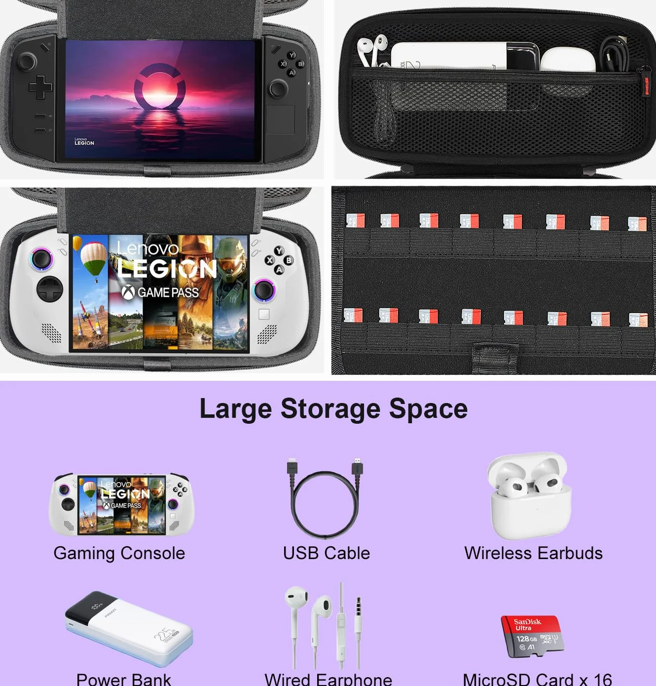 YIIWAY Twarde etui podróżne kompatybilne ze Lenovo Legion Go / Go S / Go 2 , Tylko Etui - Czarny YC84006