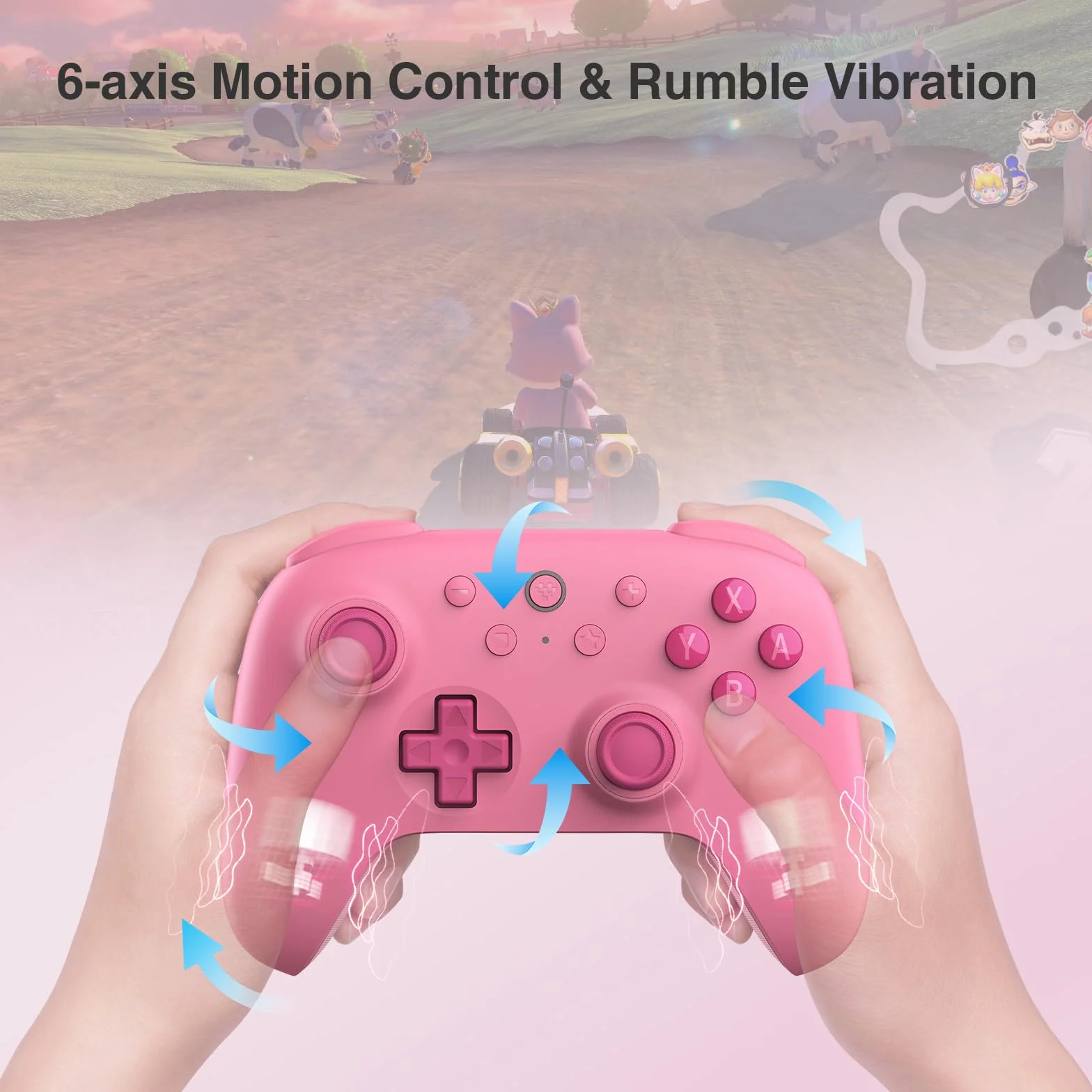 8Bitdo Ultimate 2C Kontroler Bluetooth do Switcha 2, Switcha/OLED/Lite, joysticki z efektem Halla, nieliniowe cyfrowe wyzwalacze, konfigurowalne zderzaki L4/R4, ruch 6-osiowy, wibracje Rumble (Różowy)
