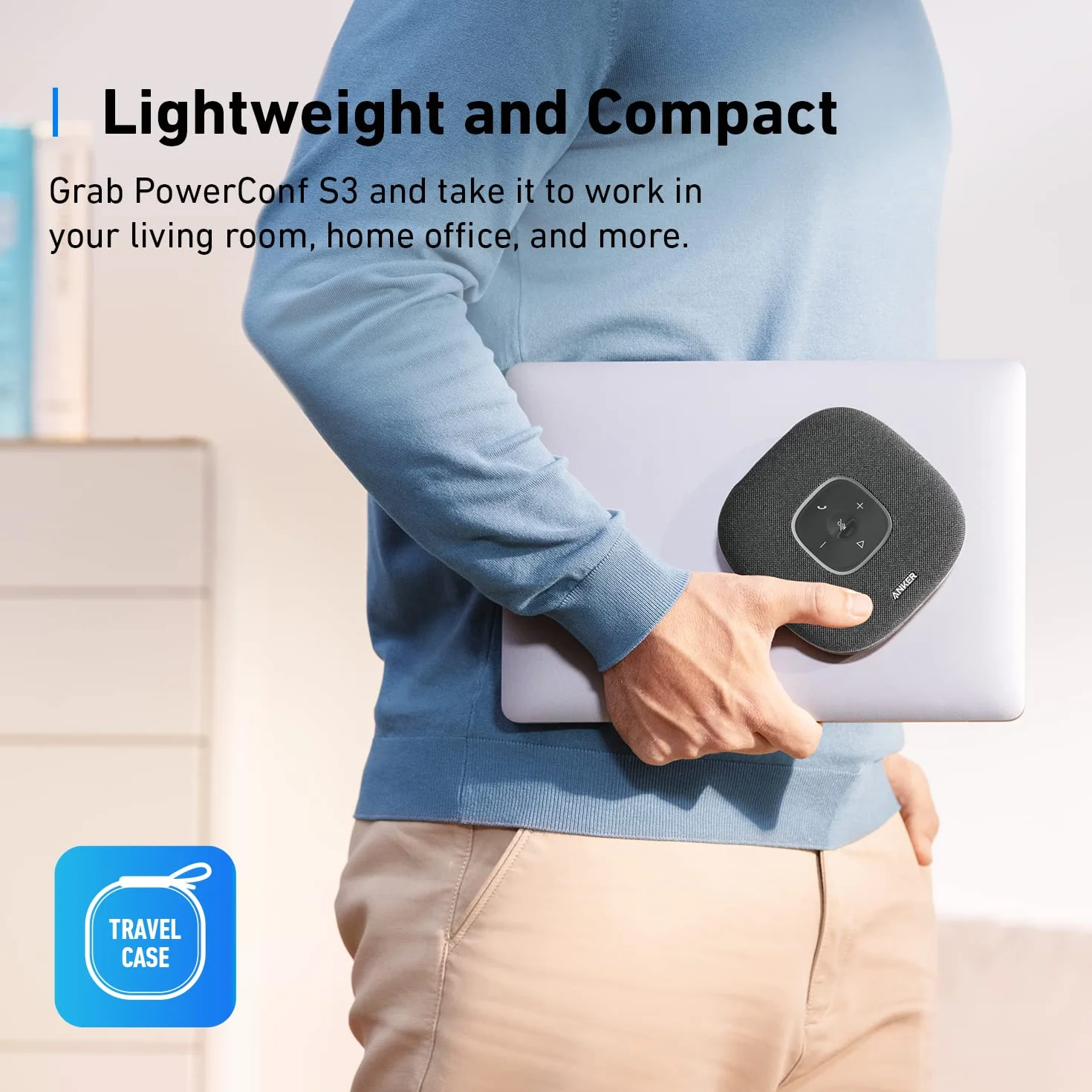 Anker PowerConf S3 głośnik konferencyjny, 6 mikrofonów, inteligentne nagrywanie dźwięku, akumulator 24 godziny, aplikacja Soundcore, Bluetooth 5, USB-C, do biura i biura domowego (czarny)