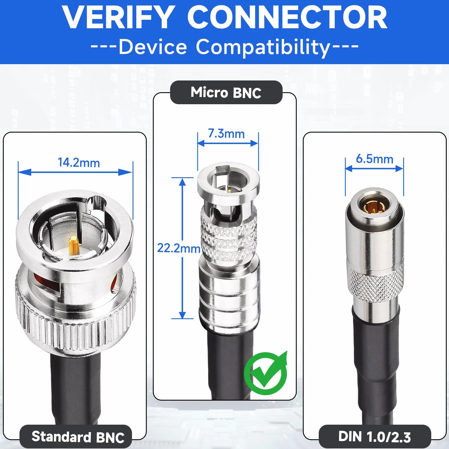 Superbat BNC 3G/6G/HD 30cm Cable, BNC Male to Micro Male 75Ohm Belden 1855A for Camera, Digital Video Transmission, Blackmagic