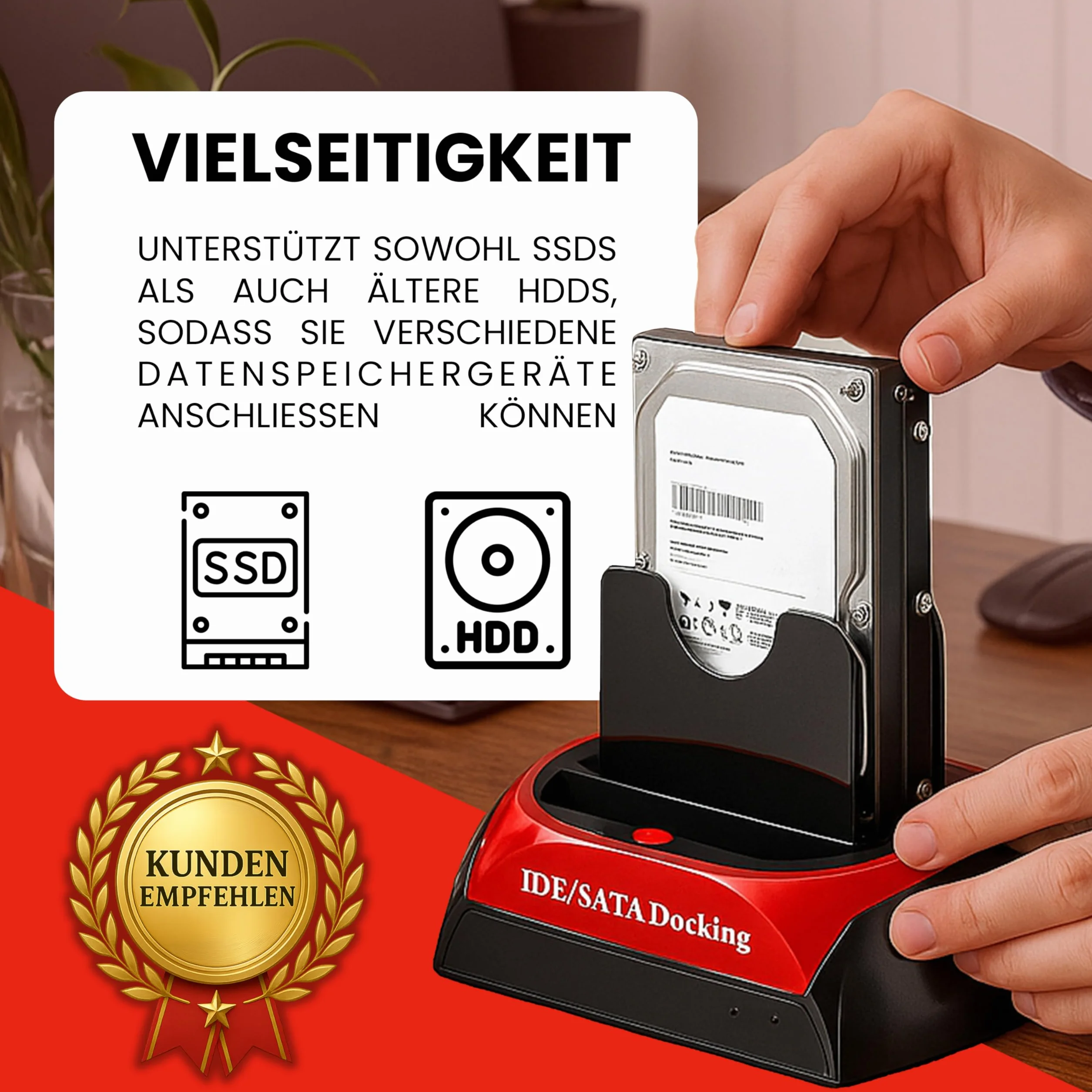 Retoo Stacja Dokująca do Dysków Twardych i SSD 2,5" i 3,5" - IDE SATA do USB 2.0 Offline