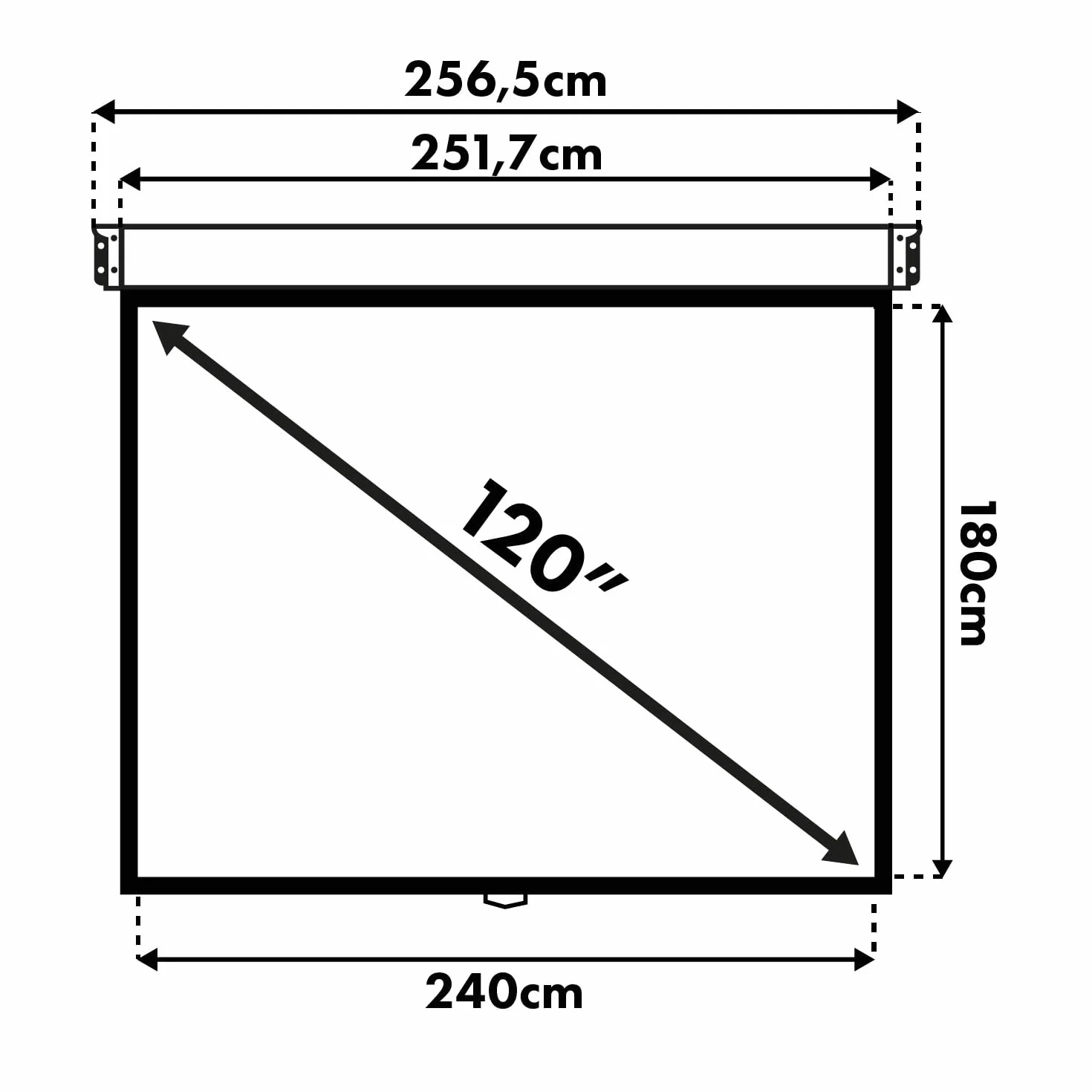 Maclean MC-591 Profesjonalny Ekran Projekcyjny, Podwieszane Mobilne Płótno, Przenośny Ścienny Ekran Służący Jako Kino Domowe, Przekątna Obrazu 120'' Format Obrazu 4:3, Wymiary Ekranu 240x180