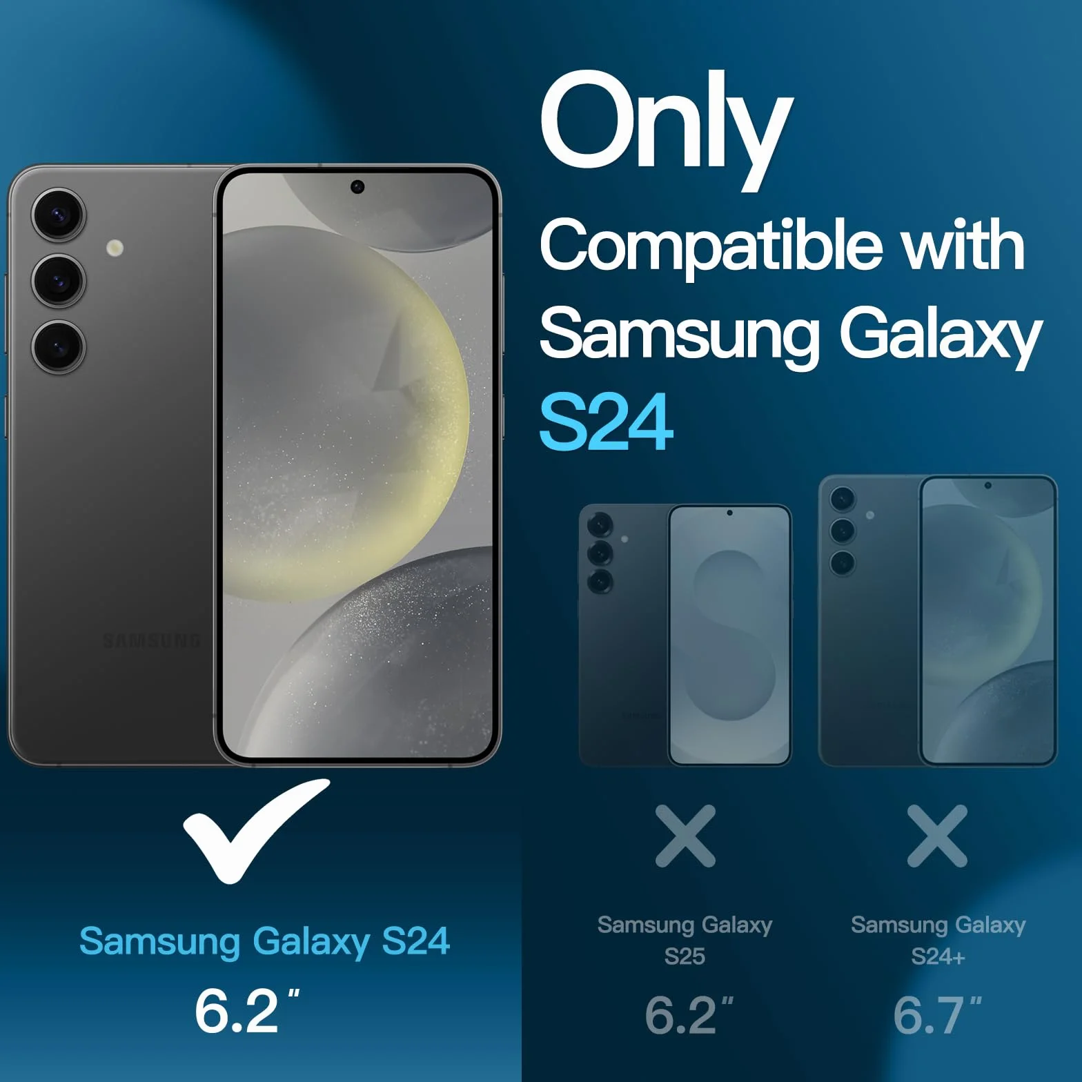 JETech 5 w 1 Etui Matowe dla Samsung Galaxy S24 5G z 2 Sztuki Ochraniacz Ekranu i Osłona Obiektywu Aparatu, Półprzezroczysta Tylna Ochronna Osłona, Szkło Hartowane Film (Czarny)