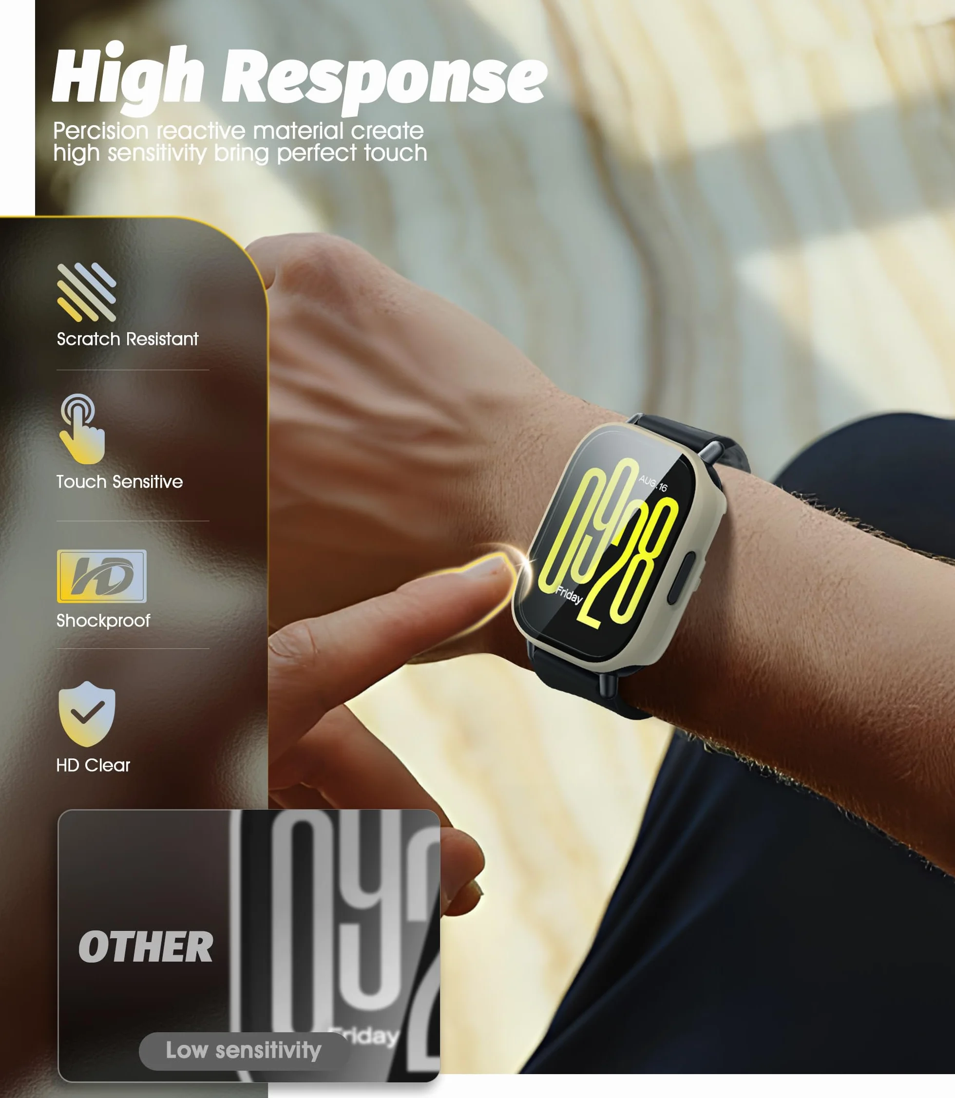 NEWZEROL 2 etui ochronne, kompatybilne z Xiaomi Redmi Watch 5 Active, ramka ochronna na komputer + folia ochronna na wyświetlacz z hartowanego szkła do Xiaomi Redmi Watch5 Active – białe/różowe