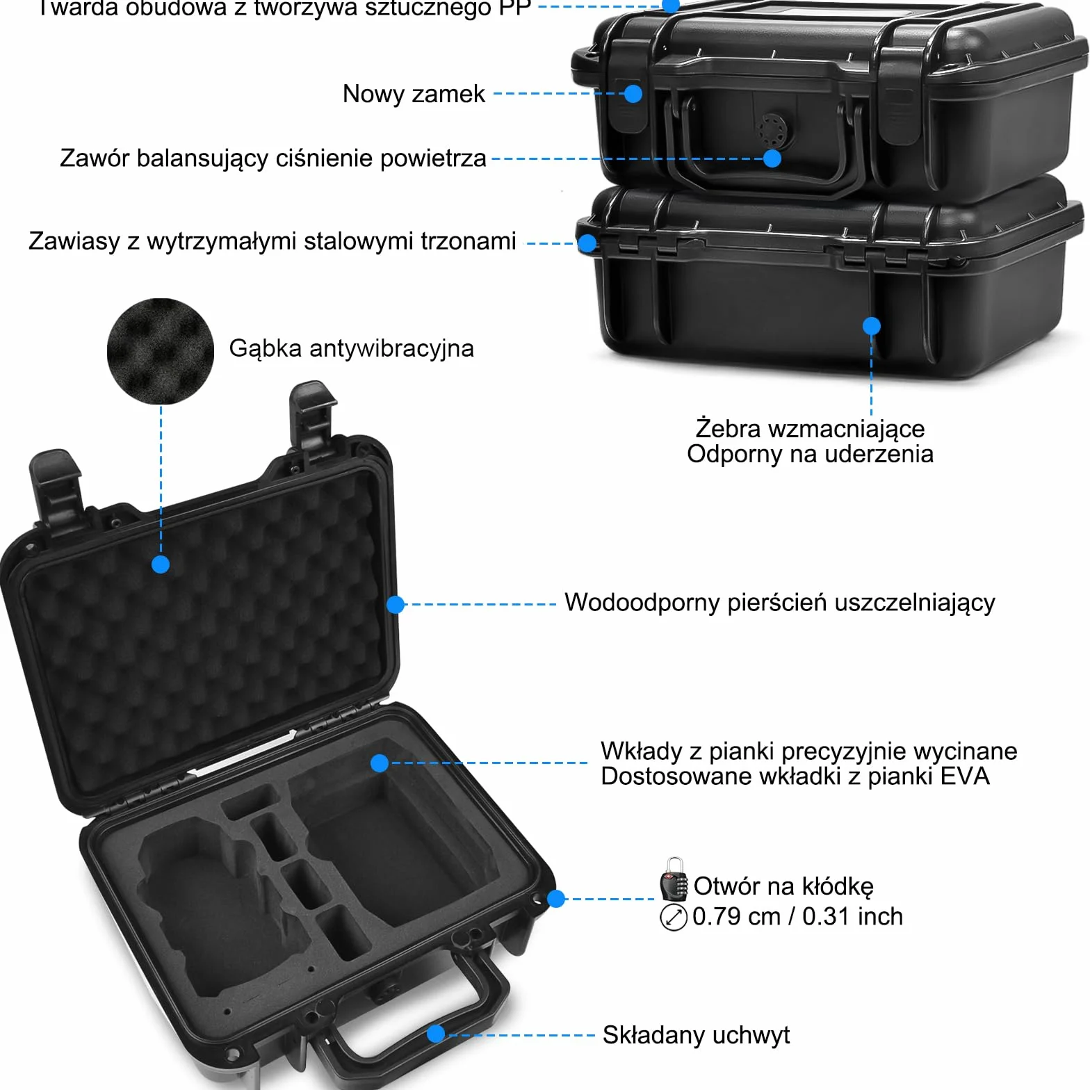 LEKUFEE Kompaktowa, przenośna, wodoszczelna torba do przenoszenia, walizka kompatybilna z dronem DJI Mavic Mini 2 i akcesoriami Mavic Mini 2 (mini 2 drony i akcesoria nie wchodzą w zakres dostawy),