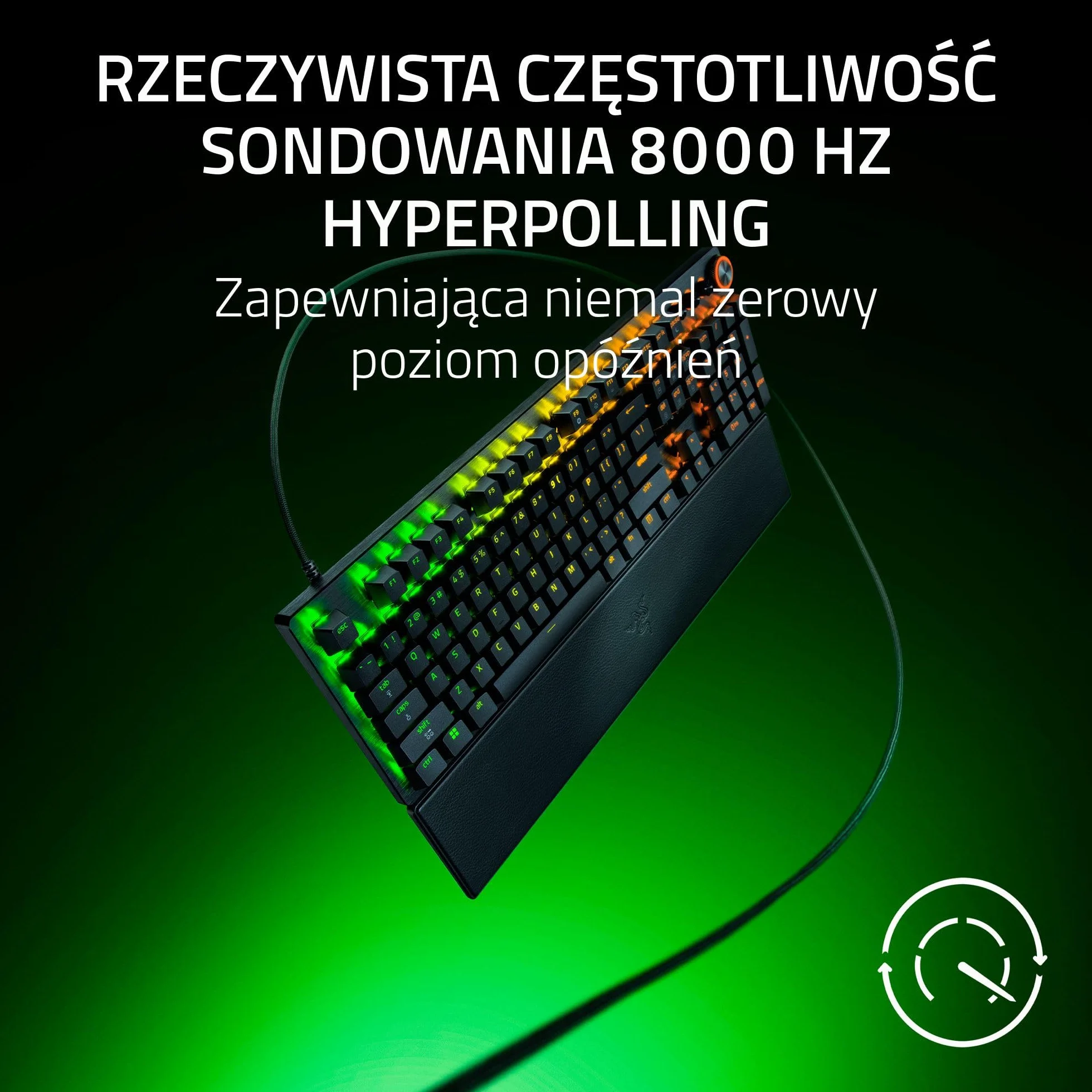 Razer Huntsman V3 Pro 8KHz mechaniczna klawiatura gamingowa 8KHz HyperPolling pomarańczowe przełączniki dotykowe Snap Tap Rapid Trigger QWERTY US Czarny