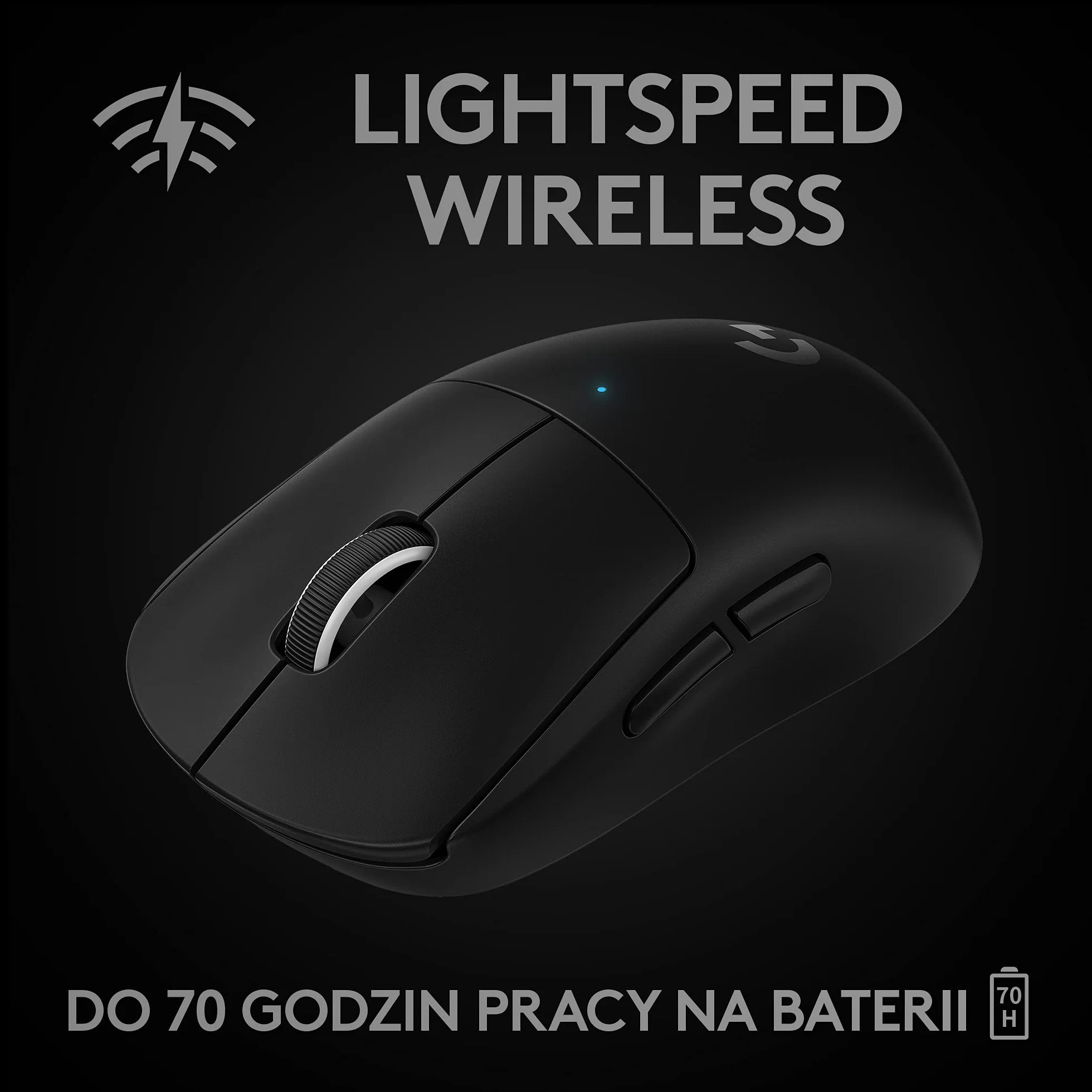 Logitech G PRO X SUPERLIGHT Bezprzewodowa mysz gamingowa, lekka, czujnik HERO 25K, 25,600 DPI, 5 programowalnych przycisków, długi czas pracy baterii, kompatybilna z PC/Mac - Czarny