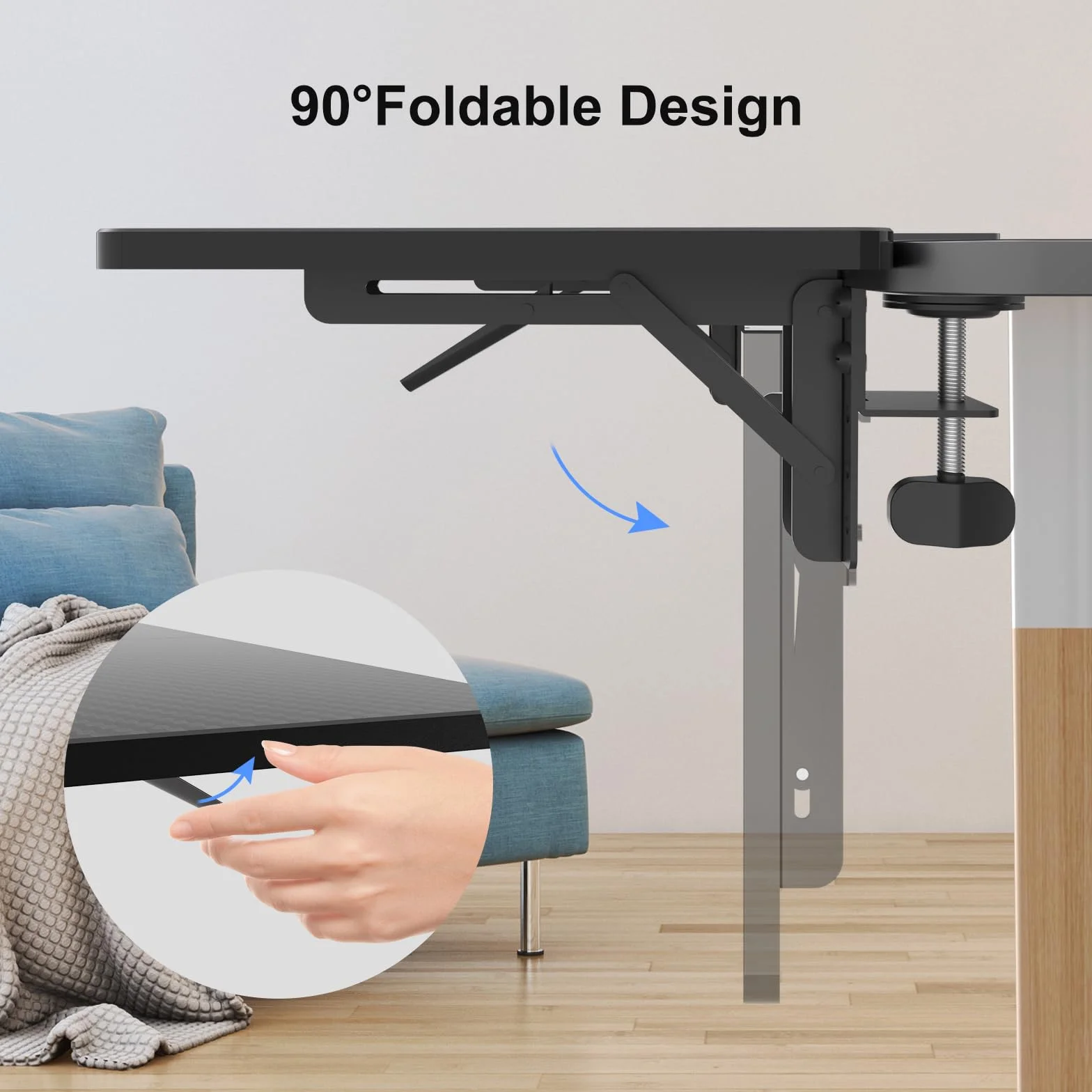 suptek Platforma przedłużająca biurko, Ergonomiczna półka na biurko, Przedłużenie biurka z zaciskiem 240 x 600 mm, Składana platforma z półką na klawiaturę, Nadaje się do biur, DSF3L