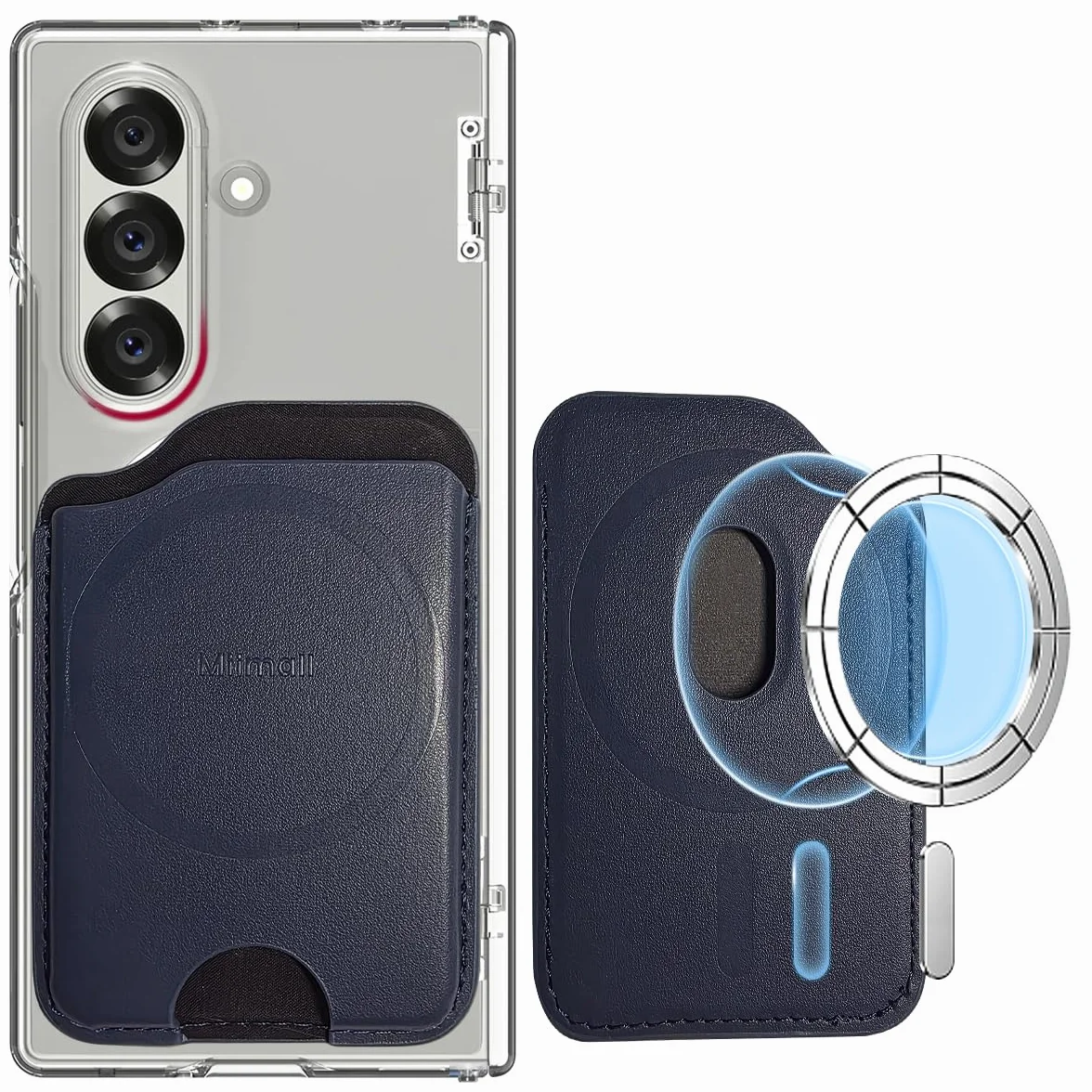 Miimall Odporny na brzuch portfel do Samsung Galaxy S25 S24 FE / Plus / Ultra/Z składany 7 / iPhone 16 15 Series, smukły skórzany portfel odporny na brzuch 3 etui na karty na telefon komórkowy