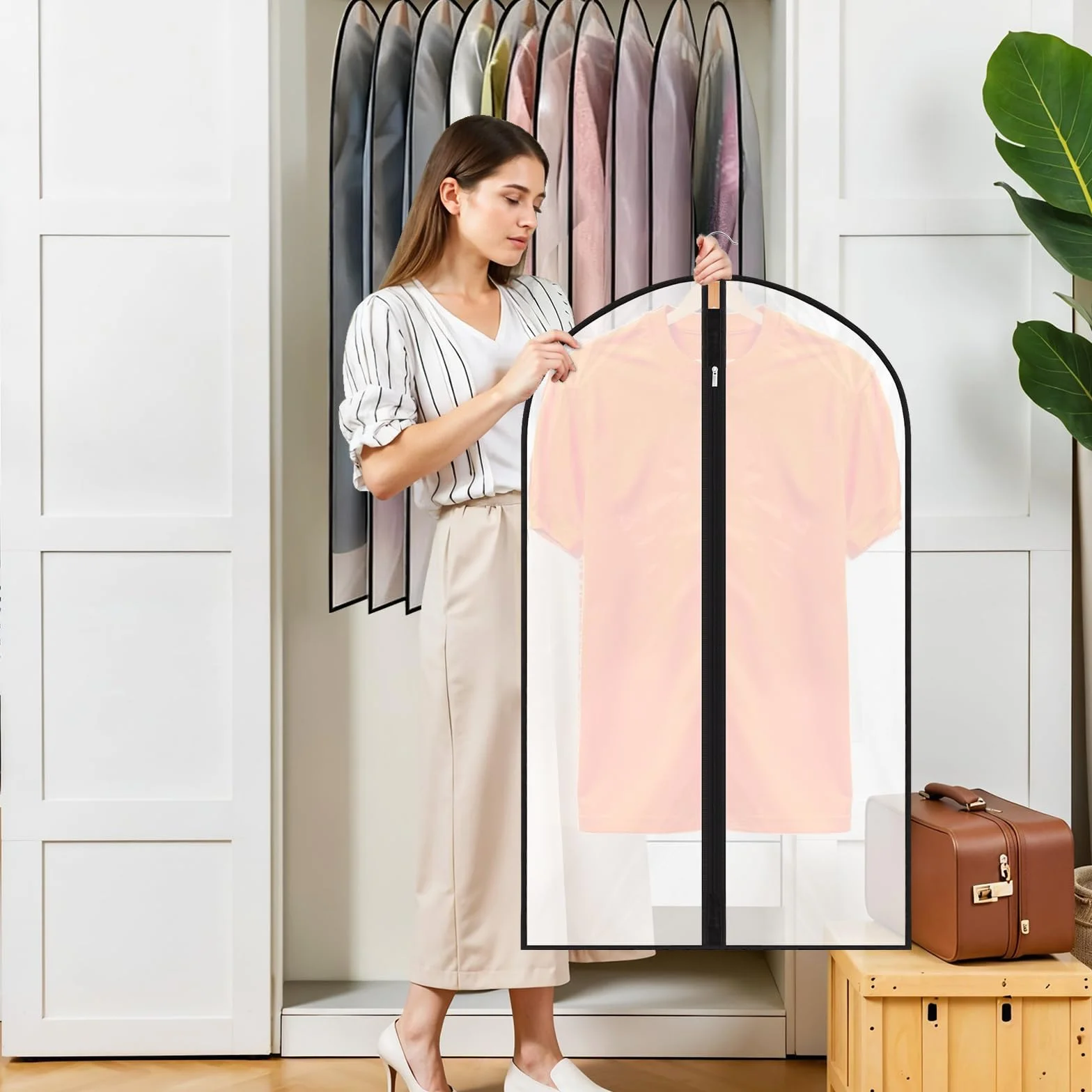 Torby na ubrania PEVA 60x100 cm półprzezroczyste pokrowce do przechowywania garniturów