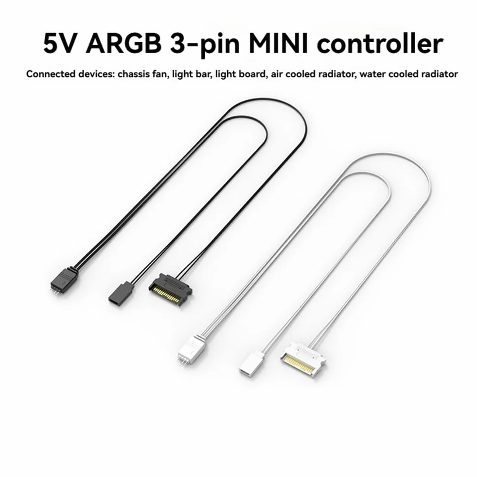 Kabel Zasilający do Oświetlenia ARGB z Kontrolerem ARGB do Komputera, Kabel Zasilający do Resetowania ARGB z Kontrolerem RESET do Komputera PC, Instrukcja Obsługi, Kontroler Biały