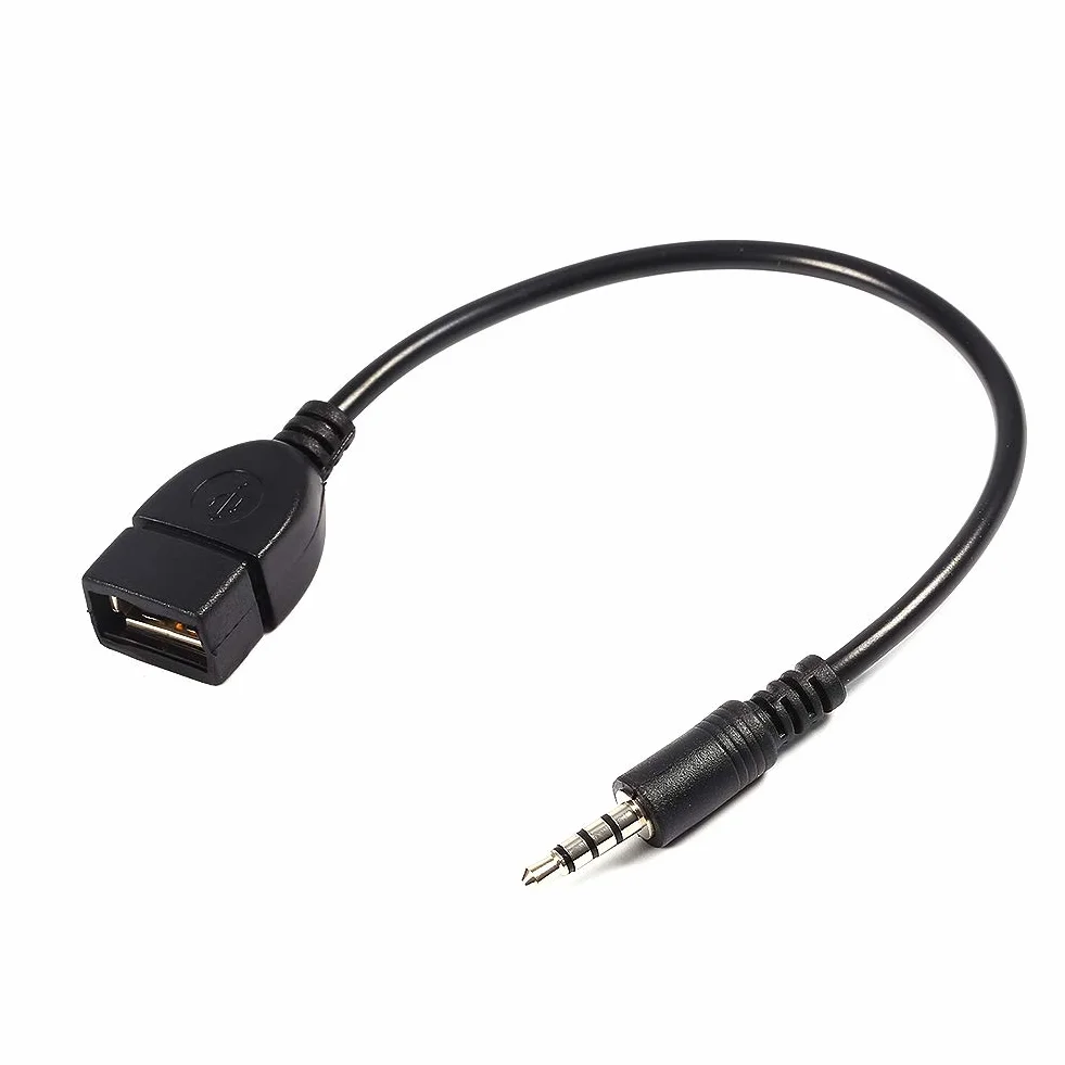 Adapter konwertera Kabel 3,5 mm męski jack audio AUX na USB 2.0 typ A żeński OTG, długość 20 cm
