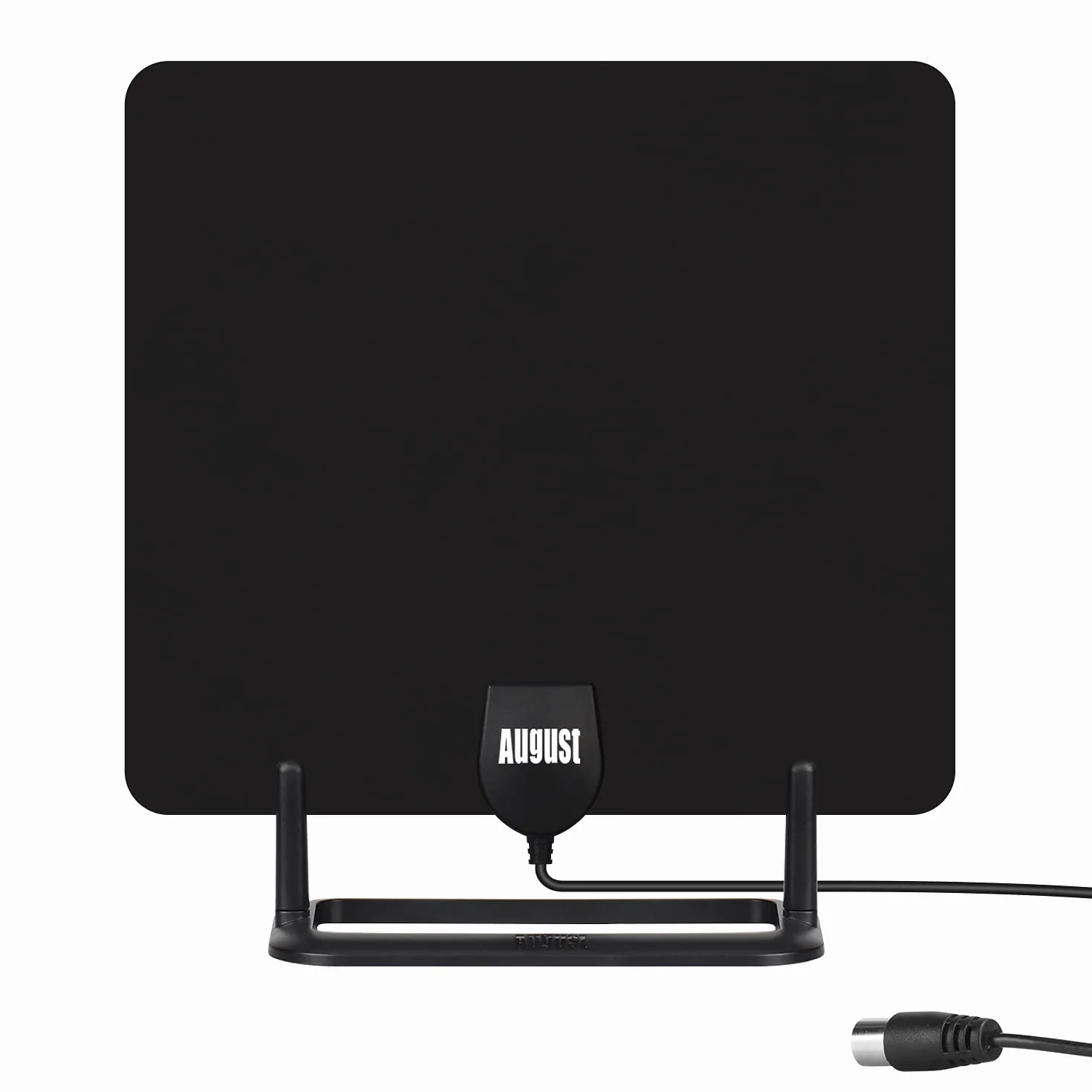 August DTA450 -Wewnętrzna antena do Freeview TV - cyfrowa przenośna telewizja płaska antena DVB-T DVB-T2 dyskretna wysoki zysk ze stojakiem i kablem 3m