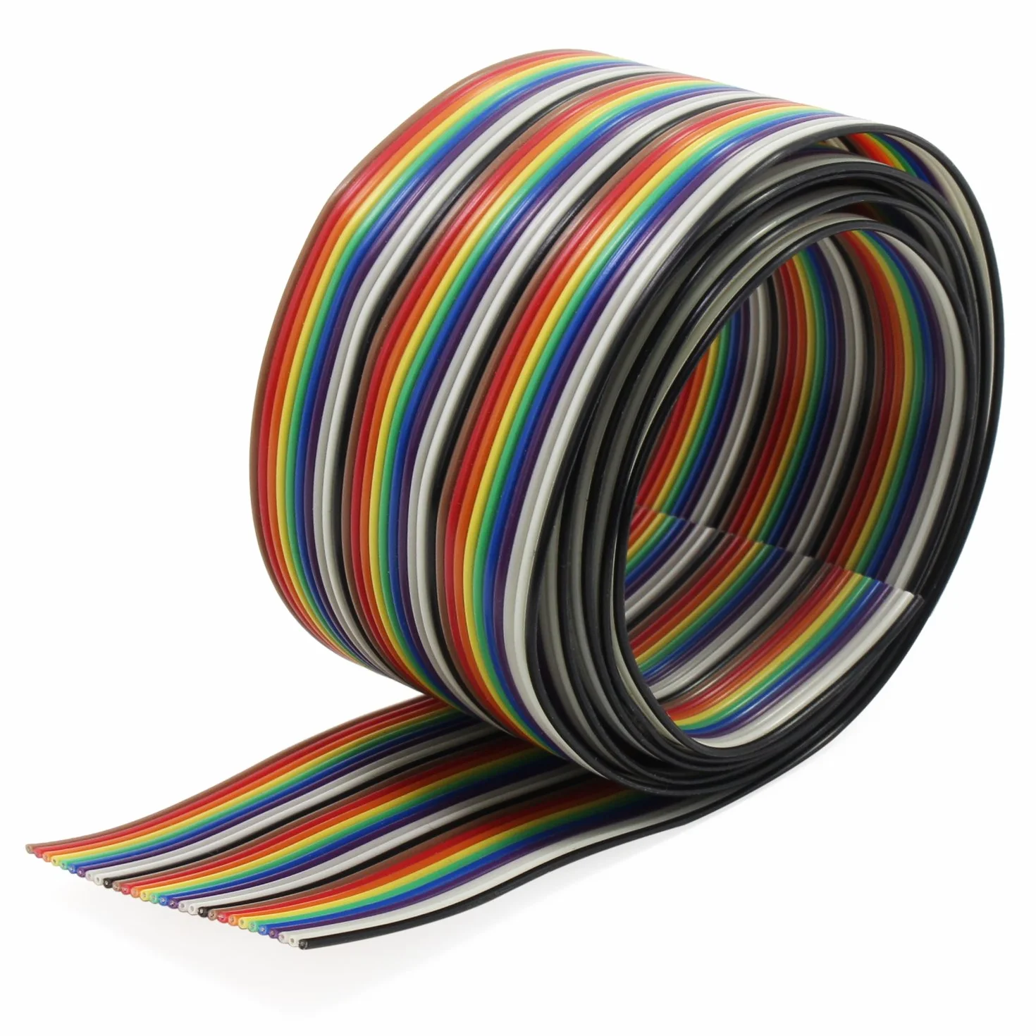 Aussel Kabel wstążkowy 30-centymetrowy 1,27 mm tęczowy kolor płaski kabel do złączy 2,54 mm (30 przewodów/3 M)