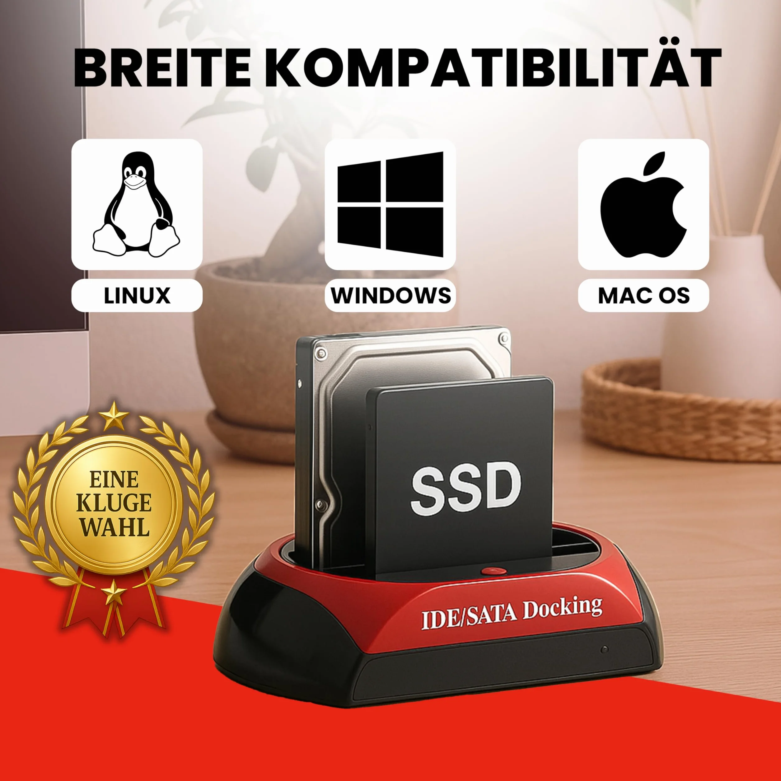 Retoo Stacja Dokująca do Dysków Twardych i SSD 2,5" i 3,5" - IDE SATA do USB 2.0 Offline