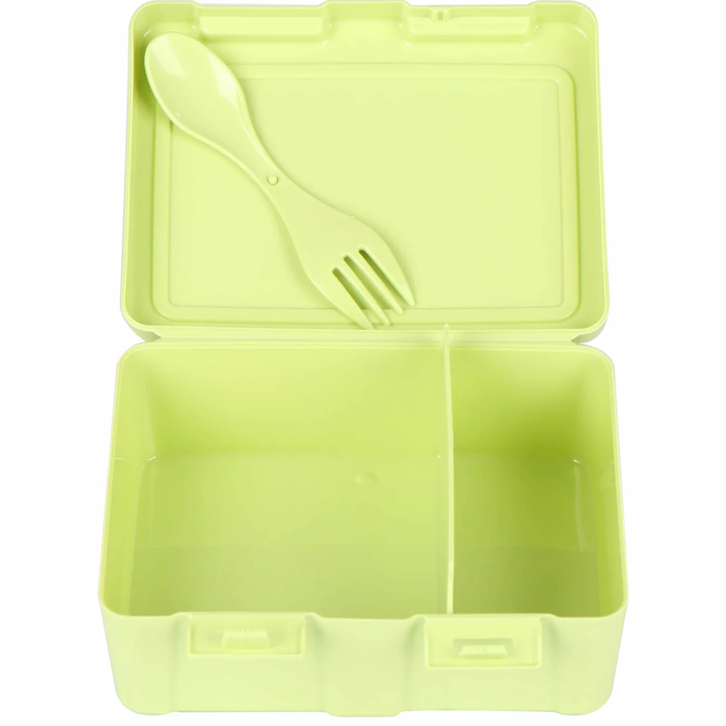COM-FOUR® Pudelko sniadaniowe z lyzeczka, 2 praktyczne oddzielne przegródki, idealne pudelko na sniadanie, lunch i przekaski w szkole, na uniwersytecie iw podrózy (Zielony)