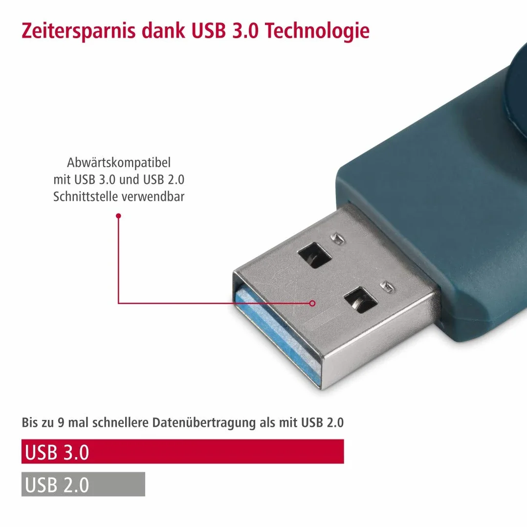 Hama pendrive dysk USB A 3.0 (64 GB, 64GB, pamięć flash, 70 MB/s, metalowy, przenośny, zewnętrzny) niebieski