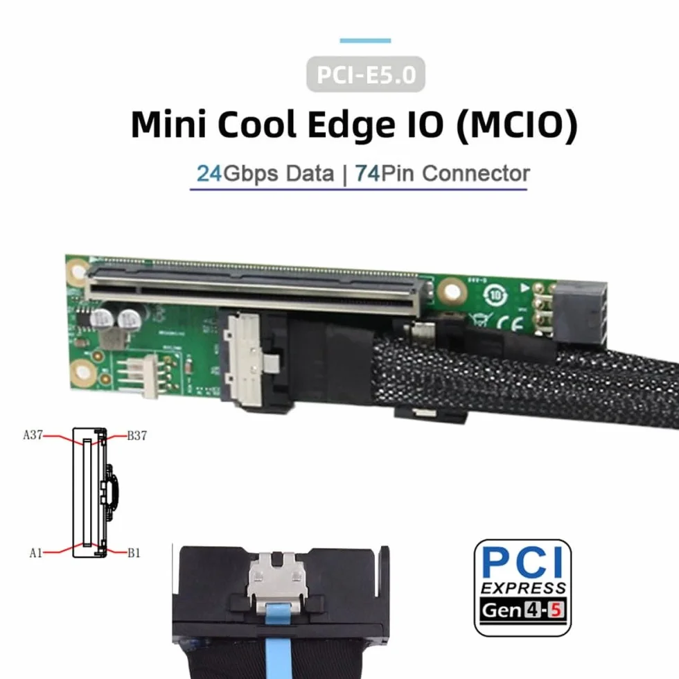 CY Adapter Dual MCIO 8i Mini Cool Edge IO SFF-TA-1016 na PCIE5.0 PCI-Express 16x VROC Adapter do płyty głównej SSD Karta graficzna