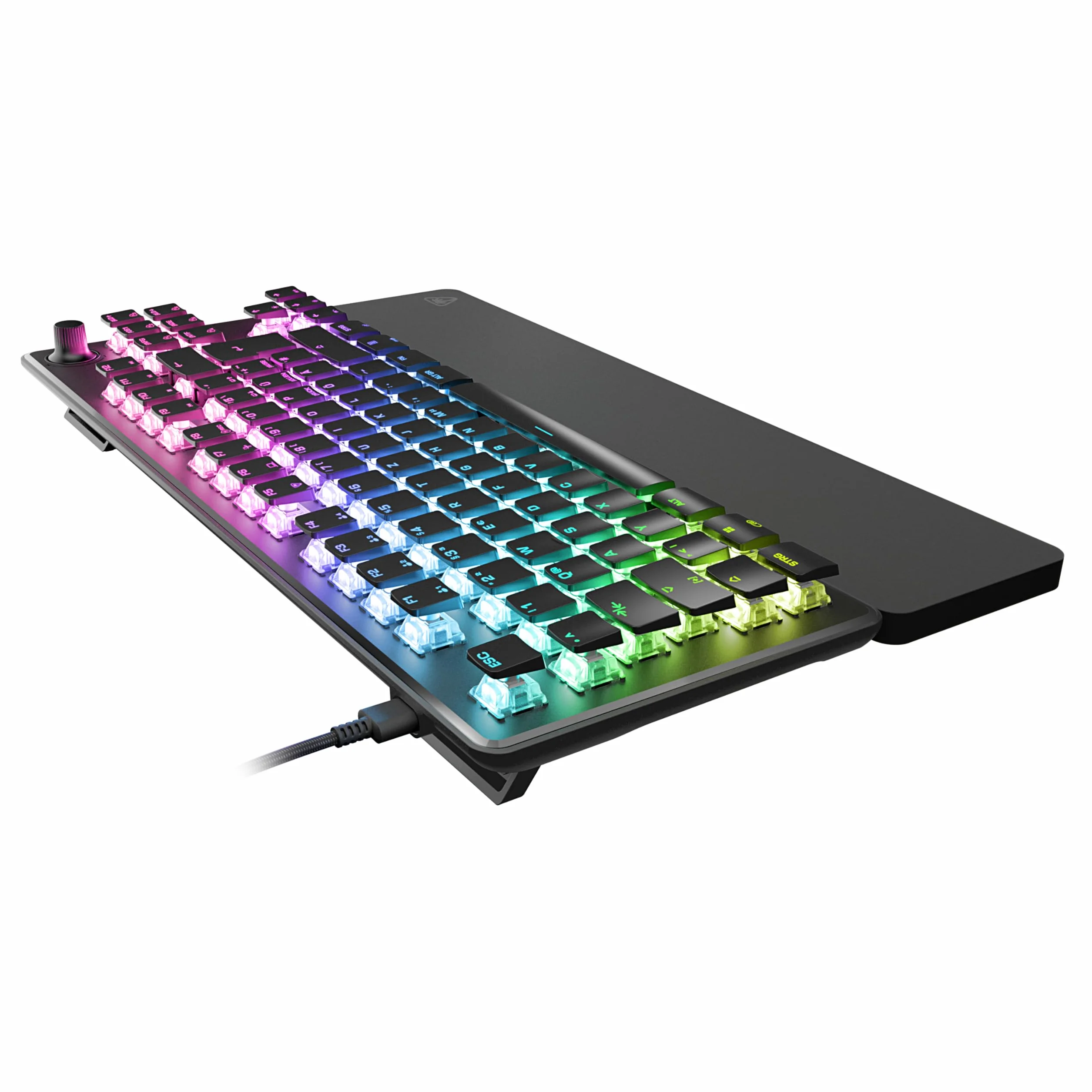 Turtle Beach Vulcan II TKL Pro – magnetyczna klawiatura do gier RGB, analogowy przełącznik z efektem hali, przyciski medialne, podkładka pod nadgarstki, aluminiowa pokrywa