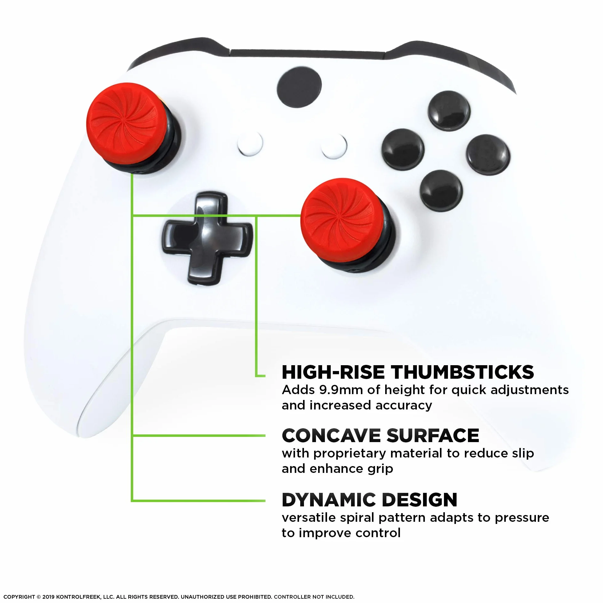 KontrolFreek FPS Freek Inferno do kontrolerów Xbox One i Xbox Series X | Performance Thumbsticks | 2 drążki wklęsłe wysokie | Czerwone