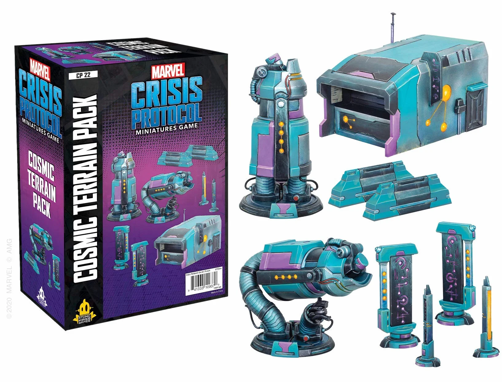 Atomic Mass Games , Marvel Crisis Protocol: Terrain Expansion: Cosmic Terrain Pack, Miniatures Game, Wiek 10+, 2+ Gracze, 45 minut Playing Time
