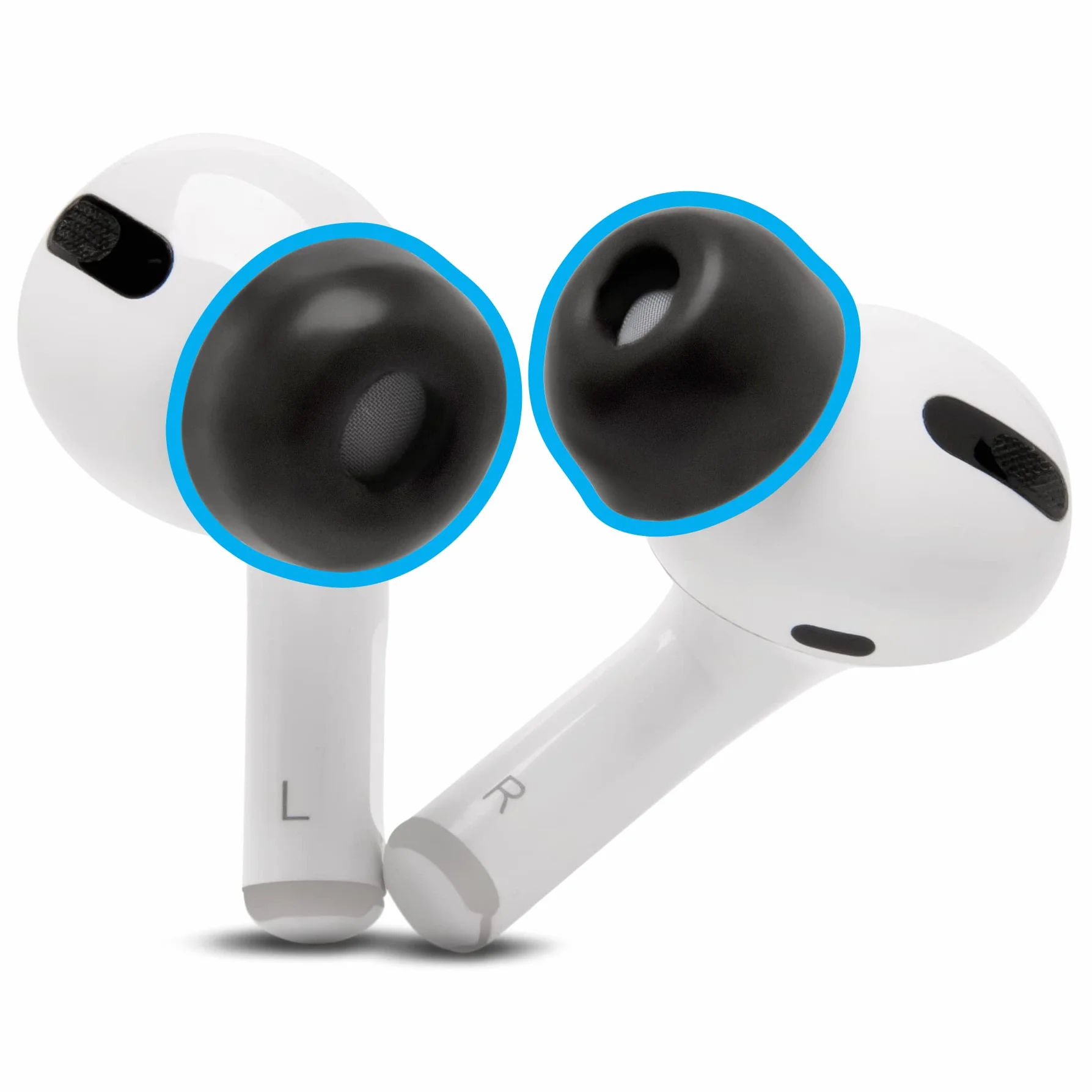 WC TipZ – ulepszone zatyczki do uszu z pianki z pamięcią kształtu do Airpods Pro firmy Wicked Cushions | Lepszy komfort, uszczelnienie i czas odbijania się pianki | Pitch Black