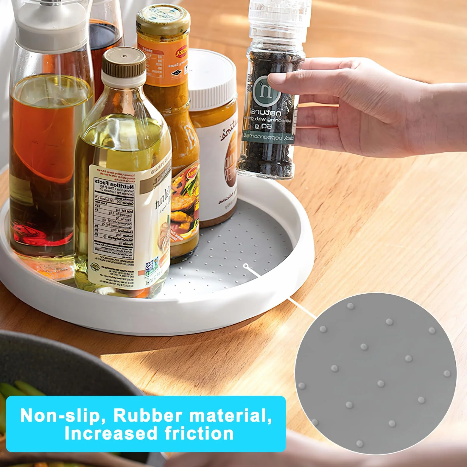 Lodówka talerz obrotowy obrotowa półka na przyprawy, 2 sztuki Lazy Susan talerz obrotowy organizer kuchenny, wytrzymały i antypoślizgowy Kitchen organizer do lodówki, talerz obrotowy do lodówki kuchni