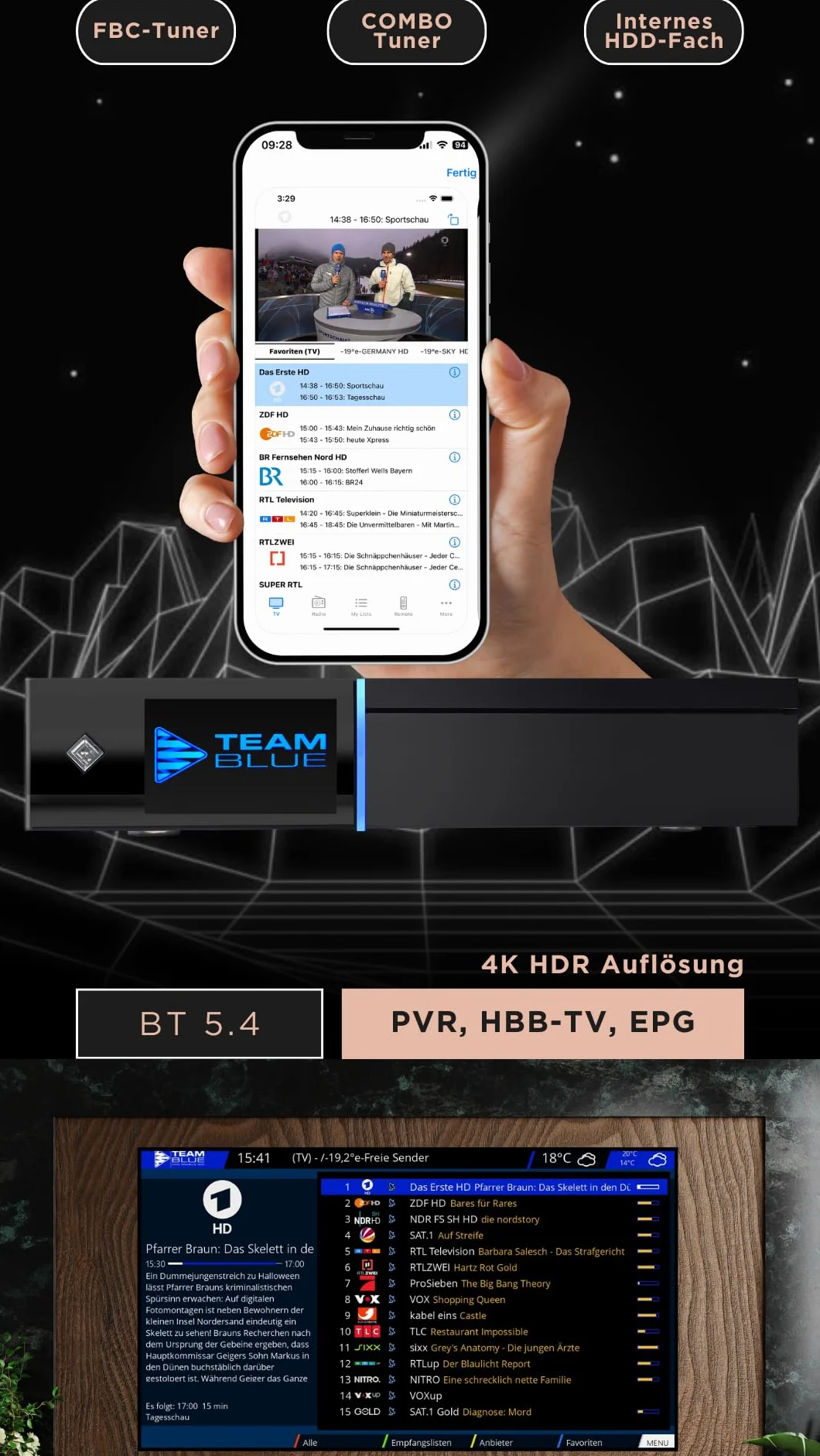 GigaBlue UHD Quad 4K Pro – odbiornik PVR z HBB-TV, Bluetooth 5.4, 2x tuner FBC DVB-S2, Gigabit-LAN (Bez HDD)