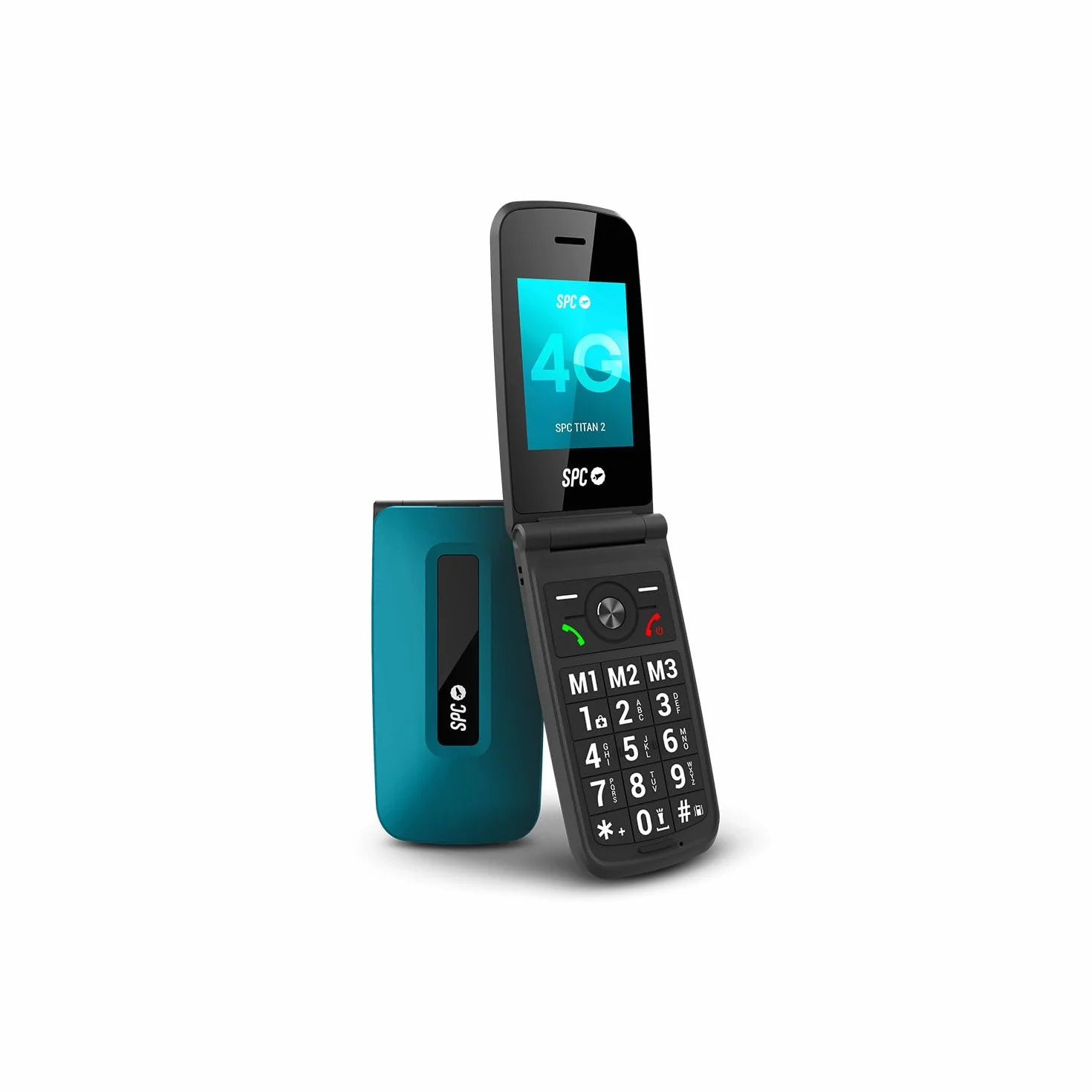 SPC Titan 2 – telefon komórkowy z klapką dla seniorów z 4G, dużymi przyciskami, głośnym dzwonkiem 105 dB i ekranem 2,4 cala, łatwy w użyciu i konfiguracji zdalnej, 3 szybkie wybieranie, czas pracy