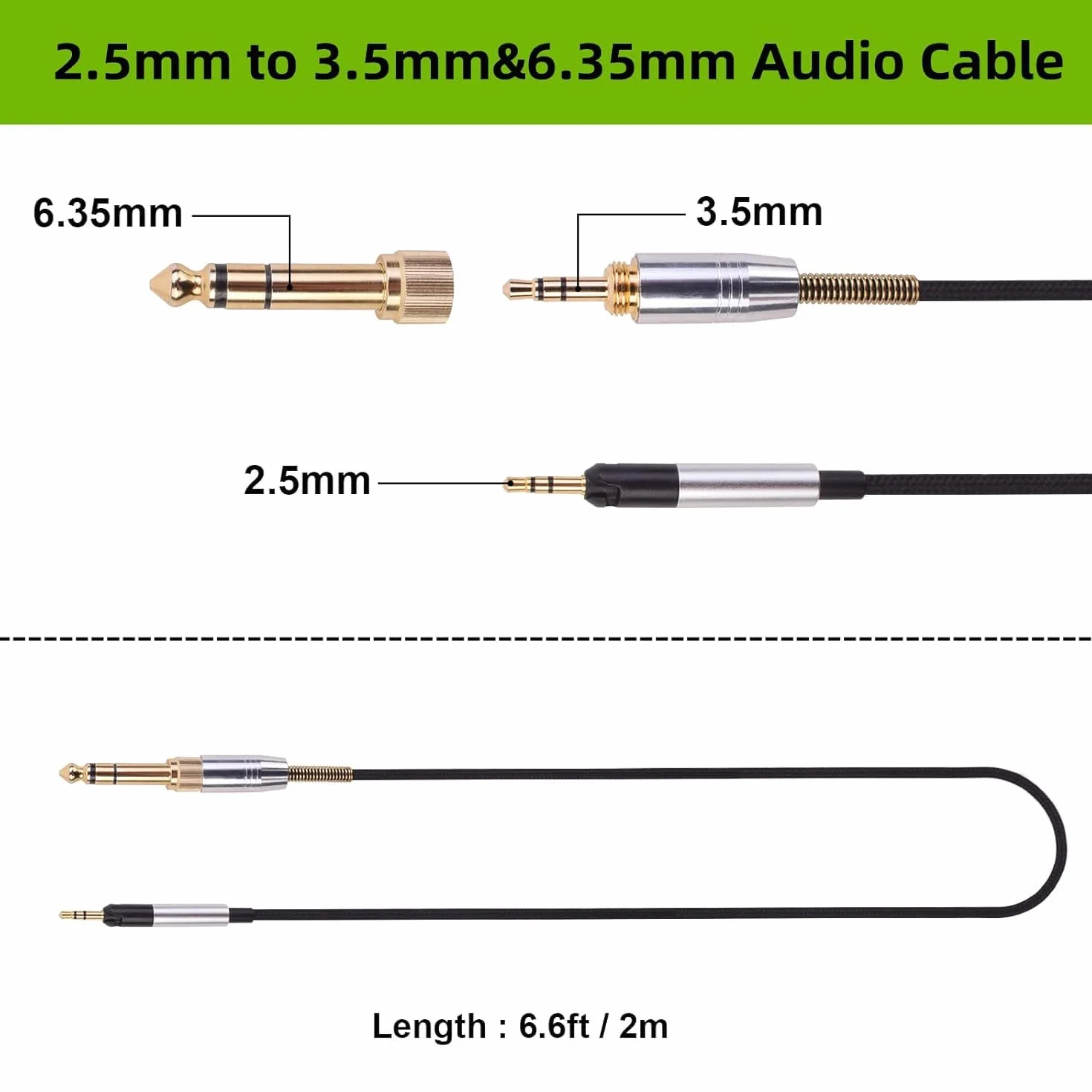 Toxaoii HD598 kabel audio kompatybilny ze słuchawkami Sennheiser HD598, HD558, HD518, HD598Cs, HD599, HD569, HD579, 2 m