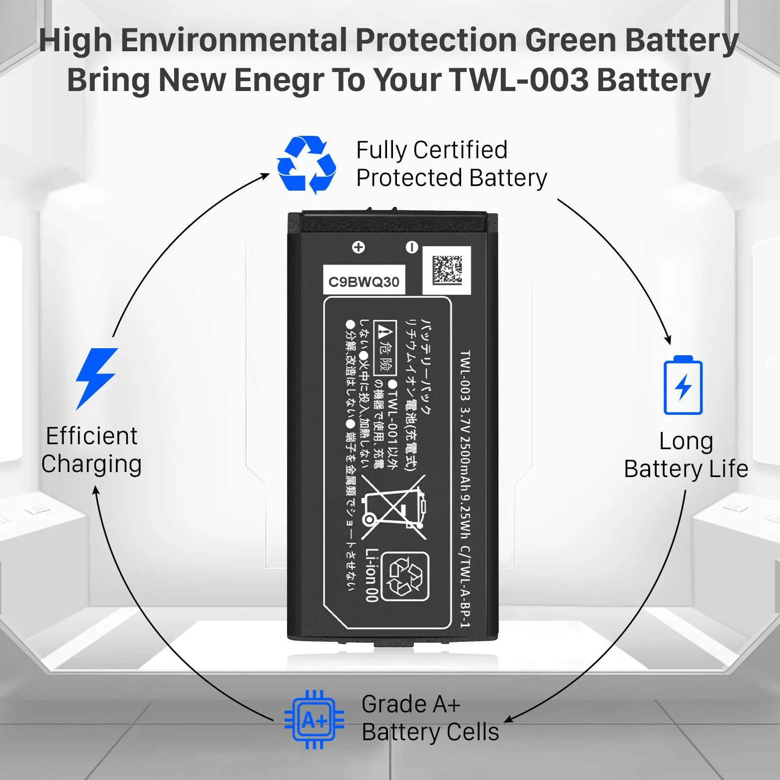 Akumulator DSi, TWL-003, 2500 mAh, zapasowy akumulator do Nintendo DSi, odtwarzacz gier NDSi z narzędziem do naprawy (nie pasuje do Nintendo DSi XL, DSi LL, DS Lite)