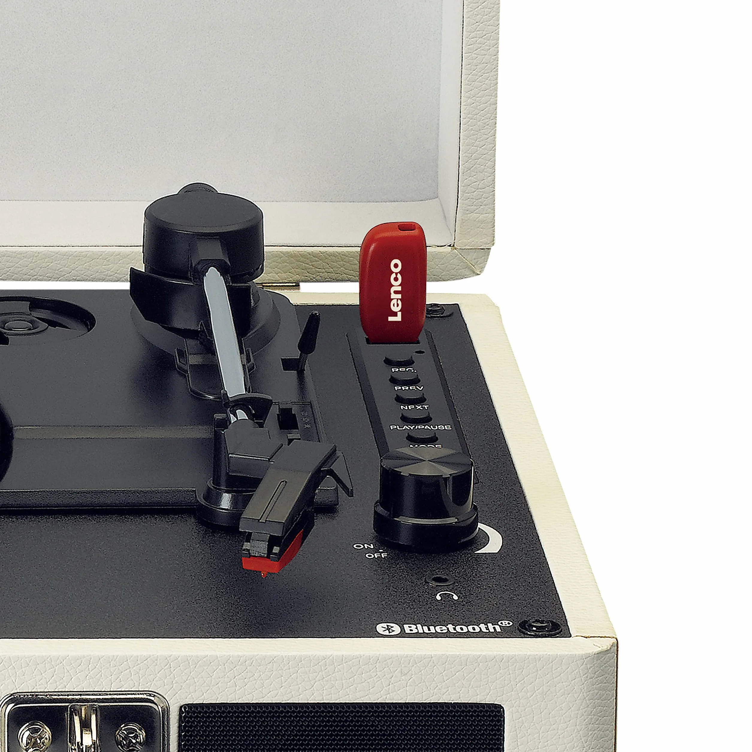 Lenco Gramofon Classic Phono TT-115 - gramofon - Bluetooth - USB - 3 prędkości - bezpośrednie nagrywanie na USB bez komputera - napęd pasowy - kremowy